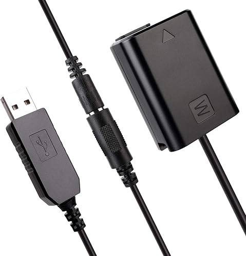 AC-PW20 Acoplador de CC de repuesto de batería NP-FW50, cable de alimentación USB de repuesto para adaptador de corriente alterna, batería simulada