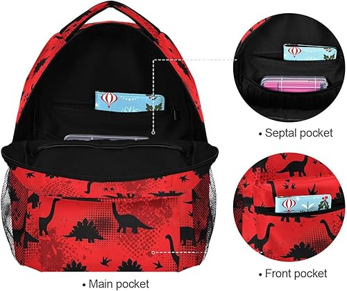 Miniatura 7 de Mochilas para niños y estudiantes, Dinosaurios rojos, Computadora portátil