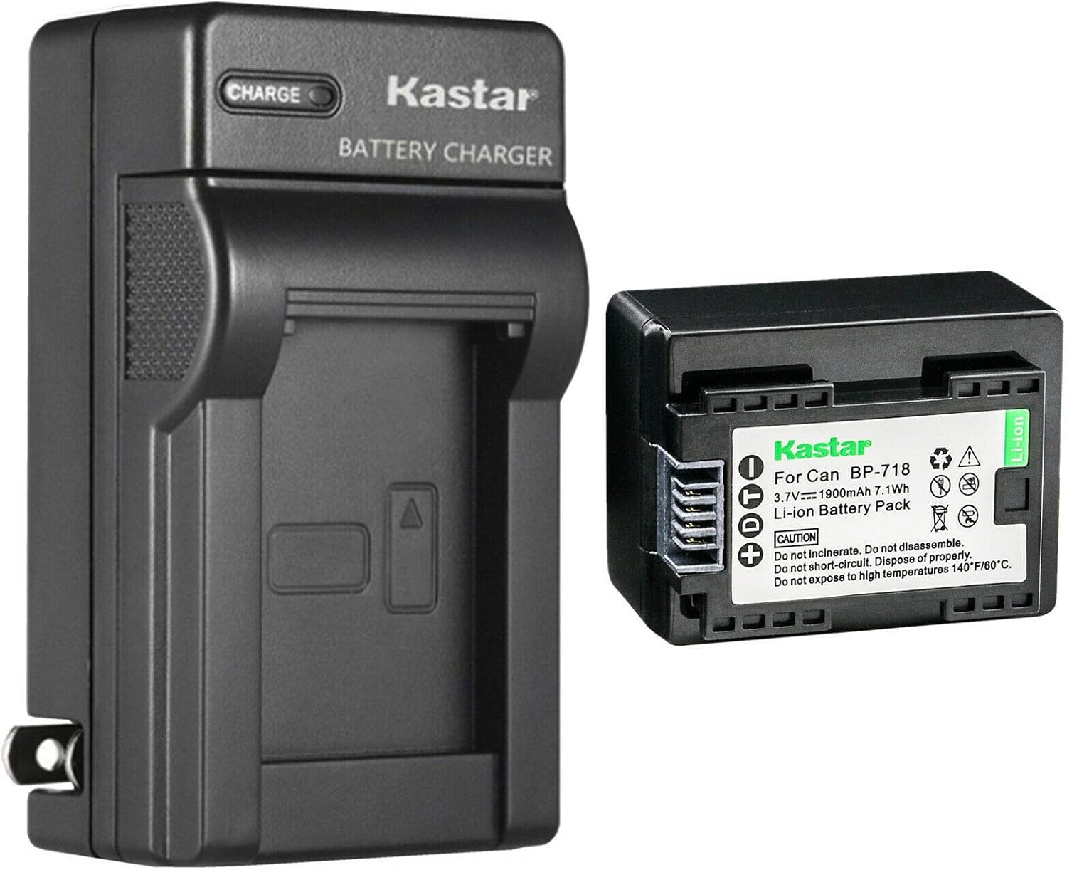 Kastar 1 Pack BP-718 BP718 Battery and AC Wall Charger Compatible with Canon VIXIA HF R50 HFR50, VIXIA HF R52 HFR52, VIXIA HF R60 HFR60, VIXIA HF R62 HFR62, VIXIA HF R70 HFR70 Cameras