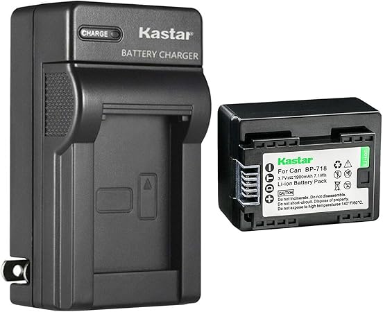 Kastar AC Wall Charger & Battery For Canon VIXIA HF R500 Camcorder | BP-709, 895mAh