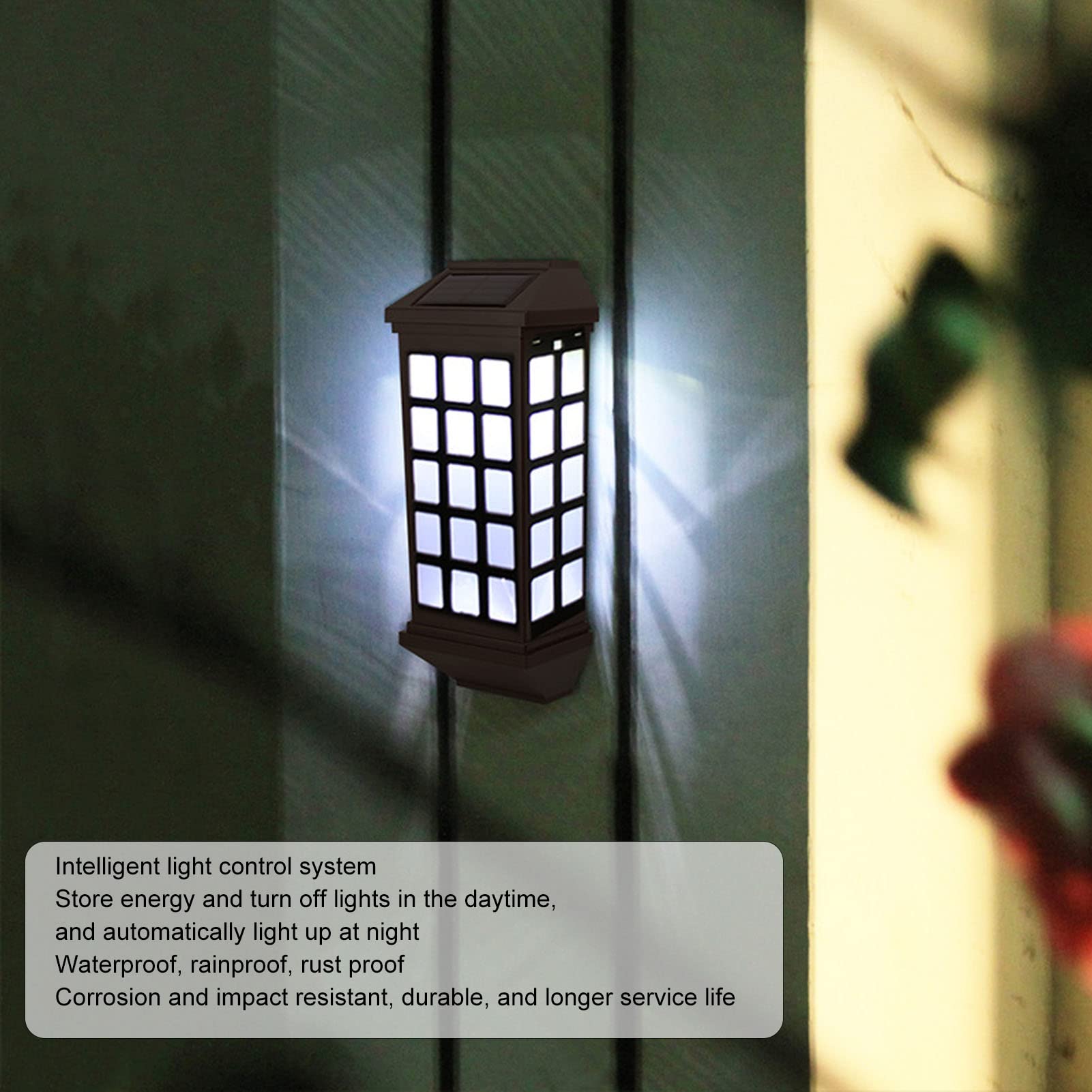 Fockety Solar-Wandleuchten für den Auzenberich, 2 Sätze LED-WEIßlicht, Intelligente Steuerung, Wasserdichter Solar-Zaunleuchten, Automatische Beliesche, Wandleuchte für Terrasse, Terrasse,