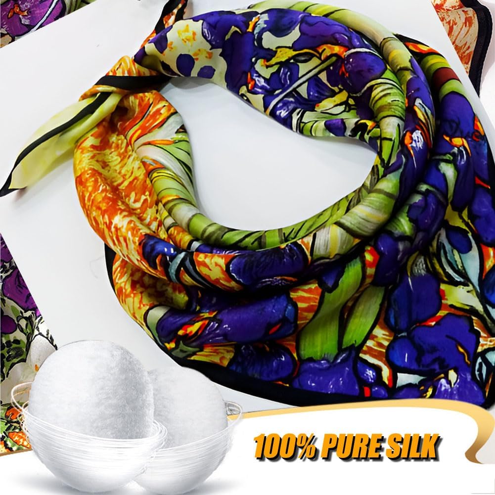Square Scarf for Women 21" Square Scarves 100% Silk Scarves Van Gogh Monet etc Painted Scarf - Image 3