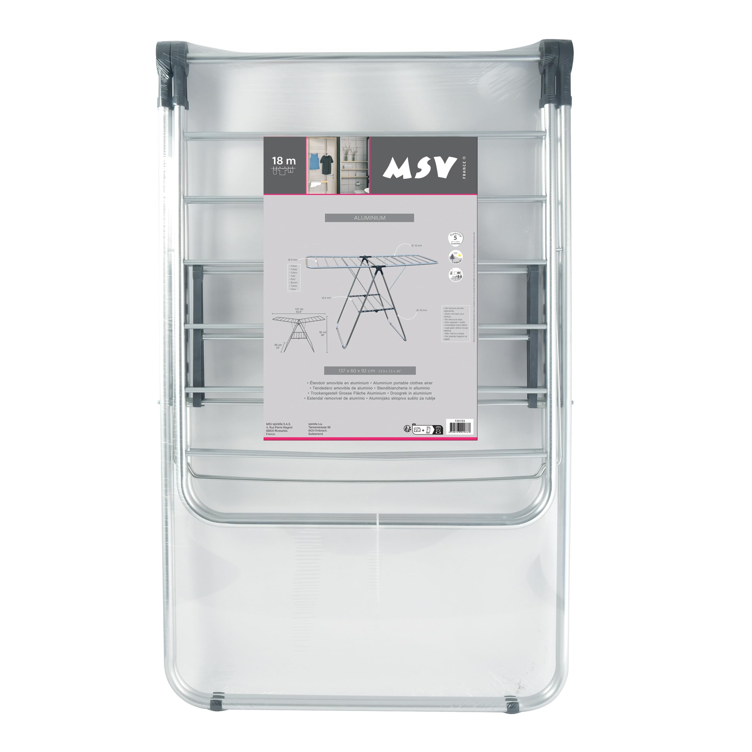 MSV - Abnehmbarer Wäschetrockner aus Aluminium und Stahl 13M, Grau, Maße 137x60x92cm, Leicht und Langlebig, Ideal für Große Familien, Schnelles und Effizientes Trocknen