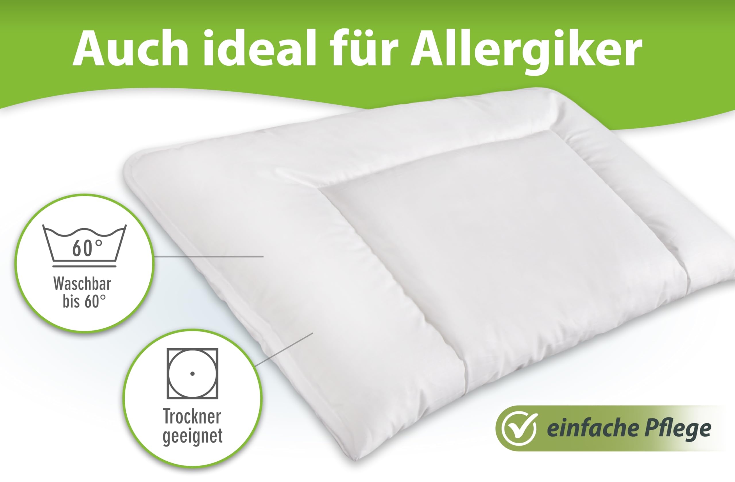 franknatur Bauchschläferkissen 40x80 ergonomisches Kopfkissen flaches Schlafkissen Baumwolle waschbar