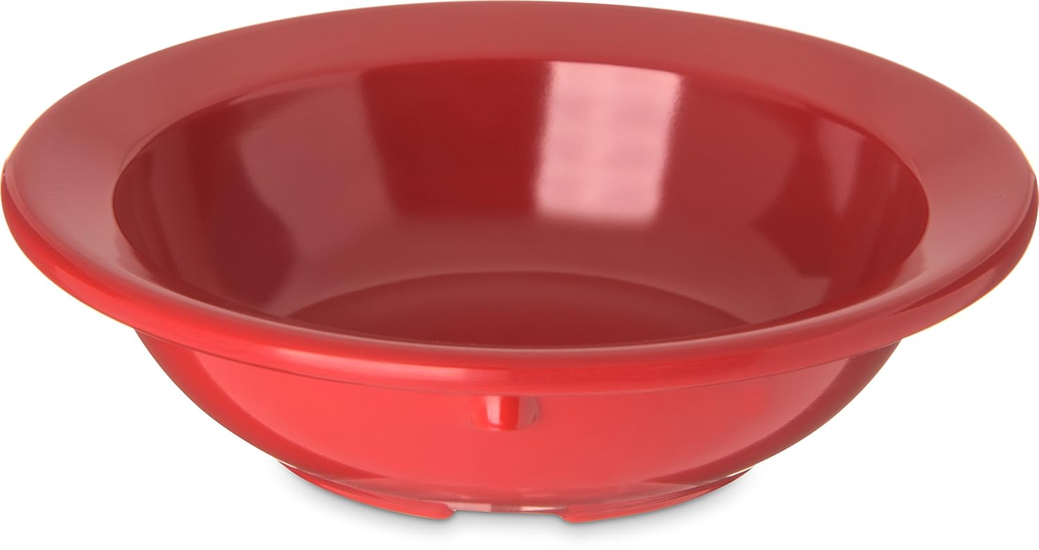 Carlisle FoodService Products Dallas Ware Reusable Plastic Bowl Fruit Bowl with Rim for Buffets, Home, and Restaurants, Melamine, 3.5 Ounces, Red, (Pack of 48)