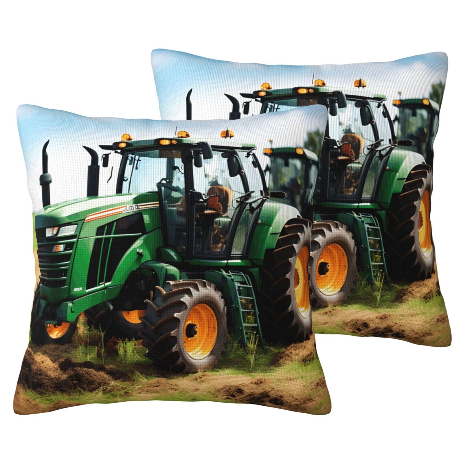 Housse de coussin décorative tracteur agricole lot de 2 taie oreiller lit salon