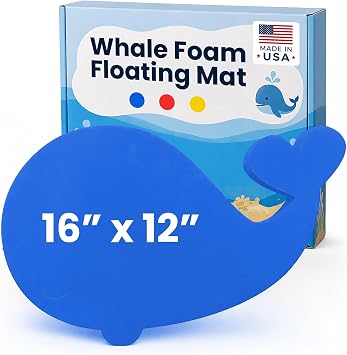 Aquamentor - Blue Mitch The Whale Foam Floating Mat - Durable USA-Made High Density Foam Mat & Swim Float for Toddler, Kids, Swim Schools, Camps, Backyard Pools & Aquatic Facilities, Blue, Yellow, Red