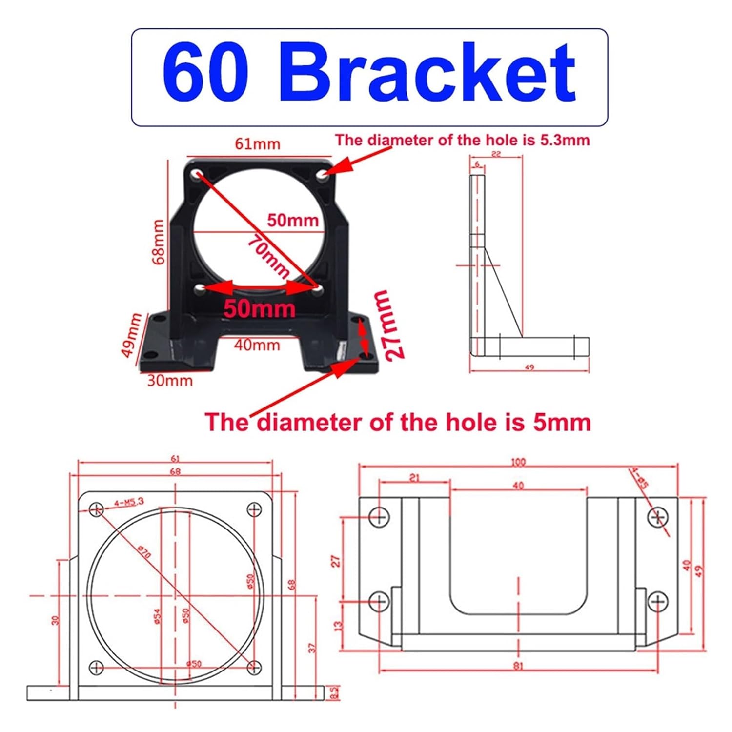 220 V Volt AC Gear Electric Motors 50KTYZ 60KTYZ 68KTYZ 70KTYZ 80KTYZ Synchronous Motor Mount Fixed Bracket Holder(70 Bracket)