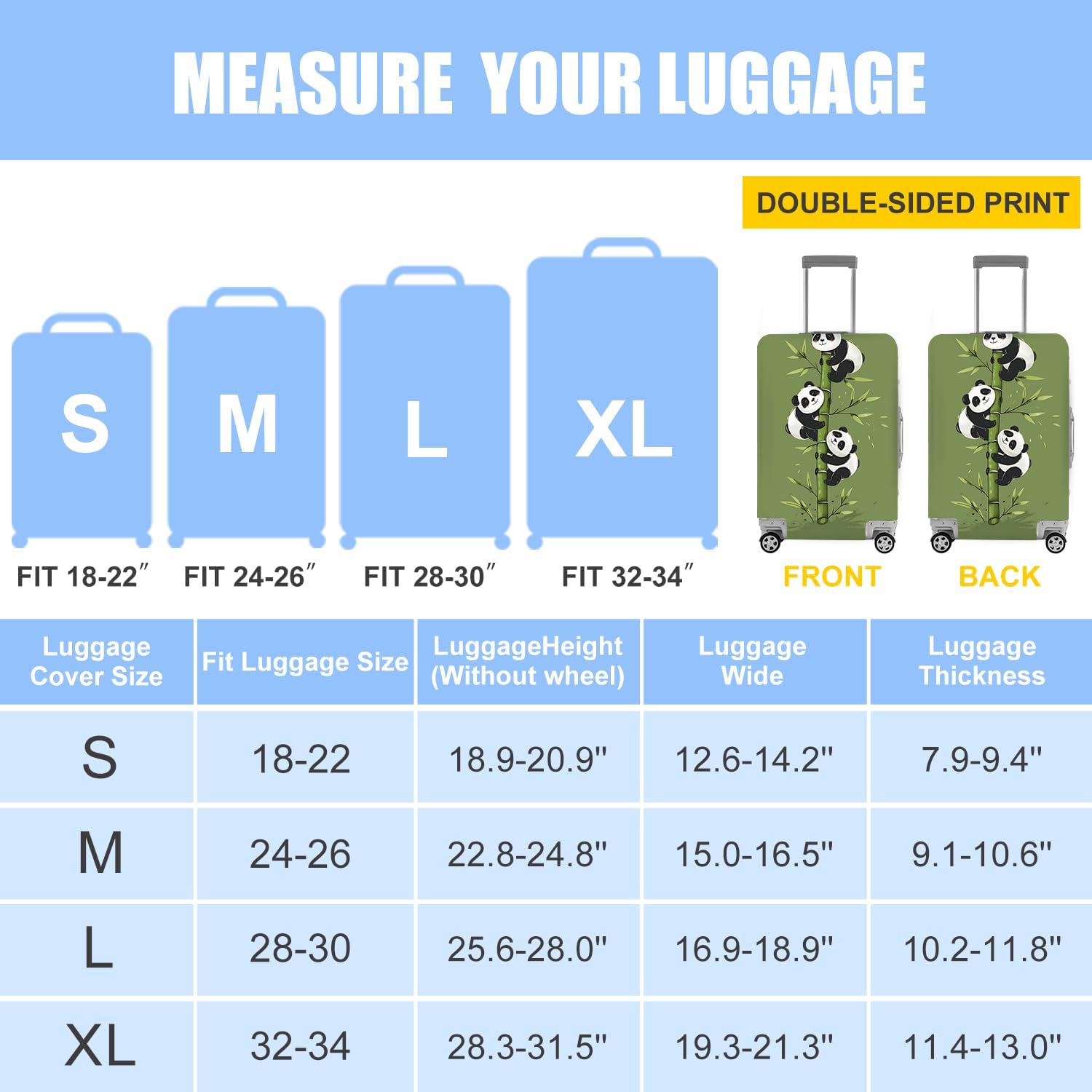 Cute Panda Luggage Cover – Bamboo Climbing Panda Suitcase Protector, Stretchable & Waterproof Travel Luggage Sleeve,S image 4