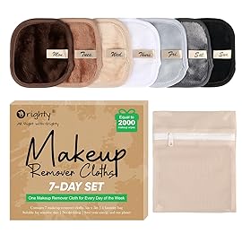 Orighty Makeup Remover Cloths 7-Day Set, Premium & Reusable Makeup Remover Pads, Erase Make-up With Just Water, Make-up Set For Eyes, Lips, Foundation and more, Ideal Choice For Women (Neutrals)