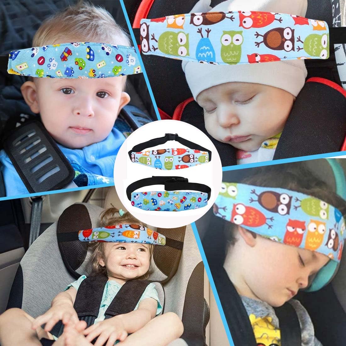 XPEX 2 Stück Kopfhalterung Kindersitz Auto Schlafen Einstellbare Stellungsregler Kinderwagen Befestigung Riemen