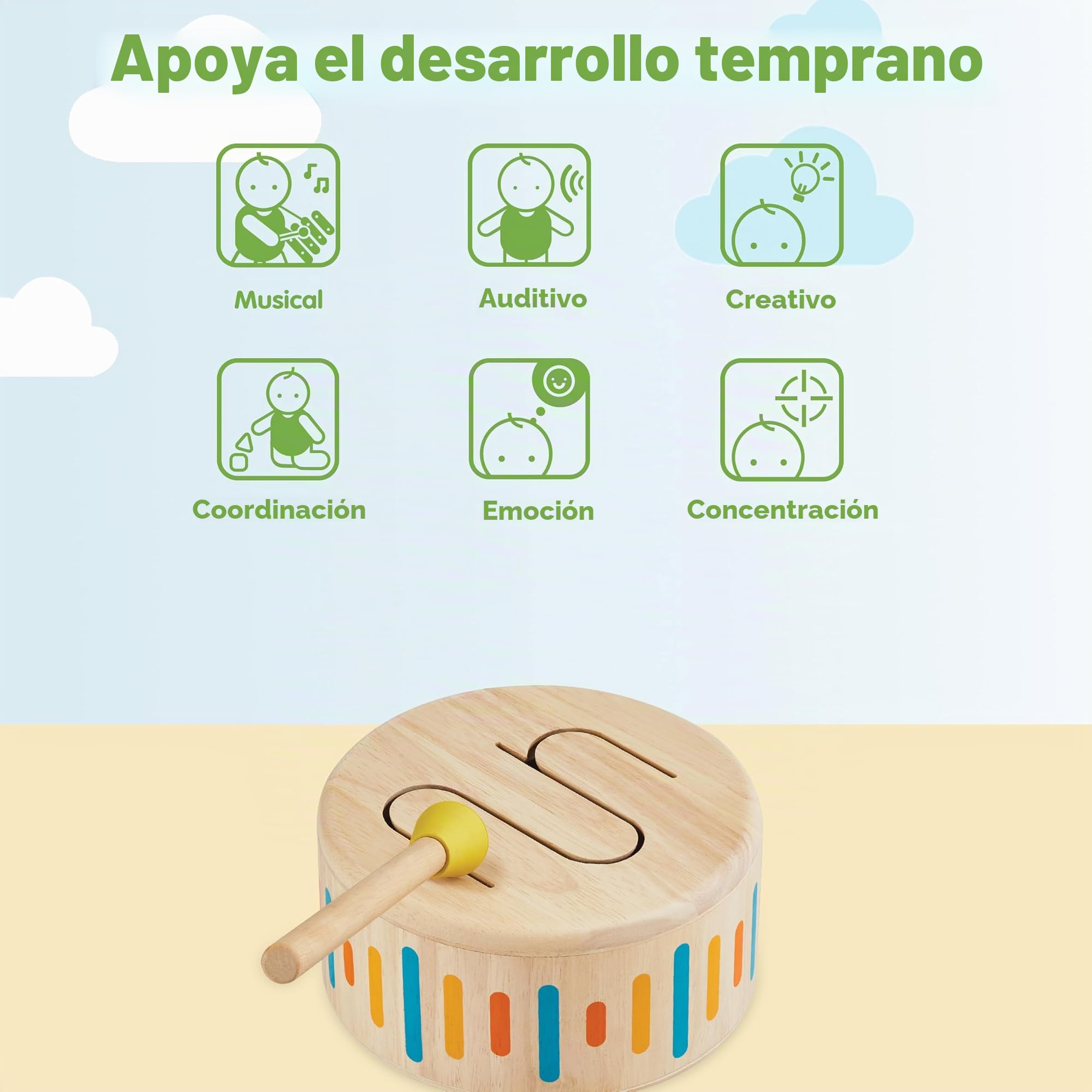 PlanToys Juguetes de madera Tambor macizo Ii