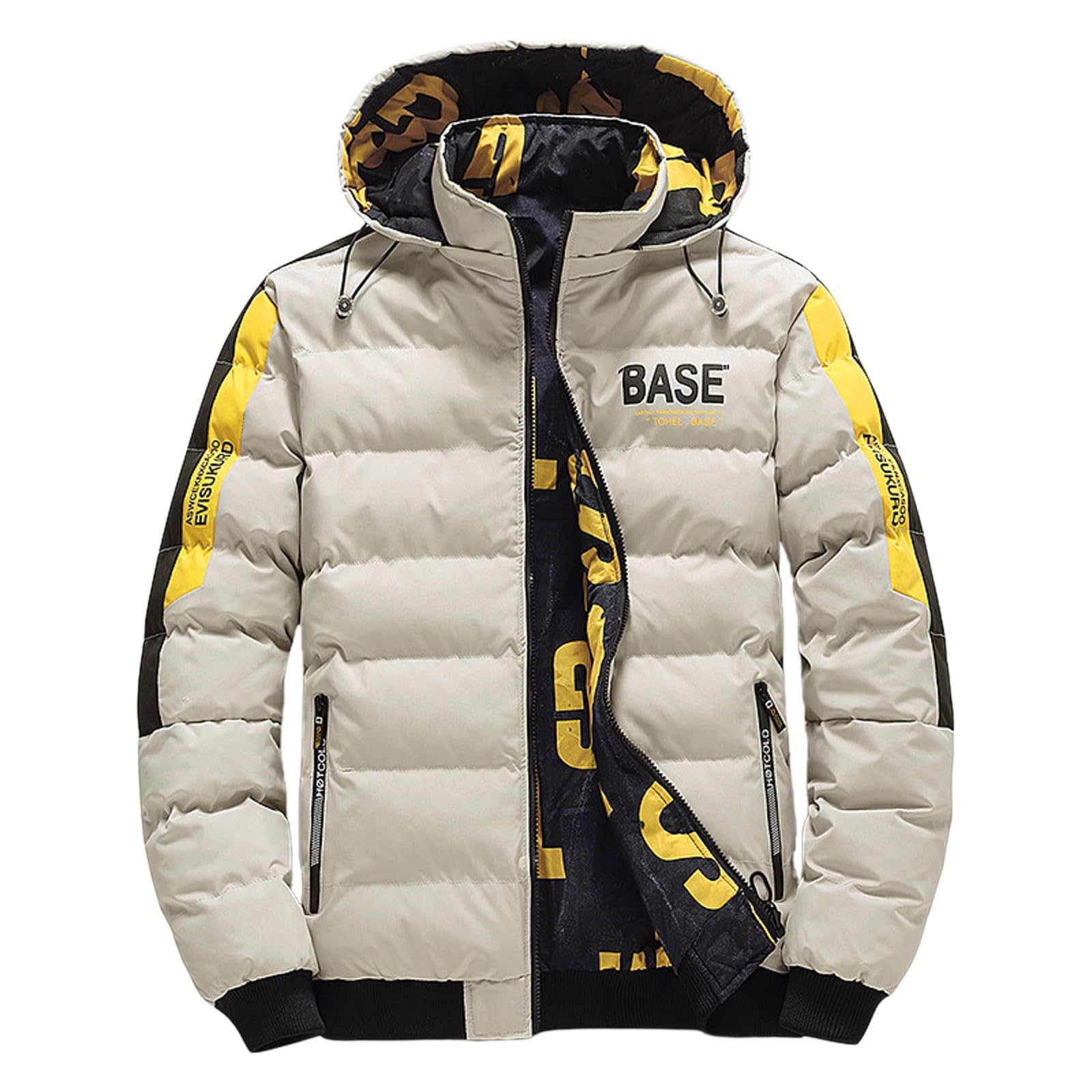 Generisch Outdoor Winter Wendbarer Herrenmantel Verdickte Jacke Abnehmbare Freizeitmantel (Khaki, XXXXXL)