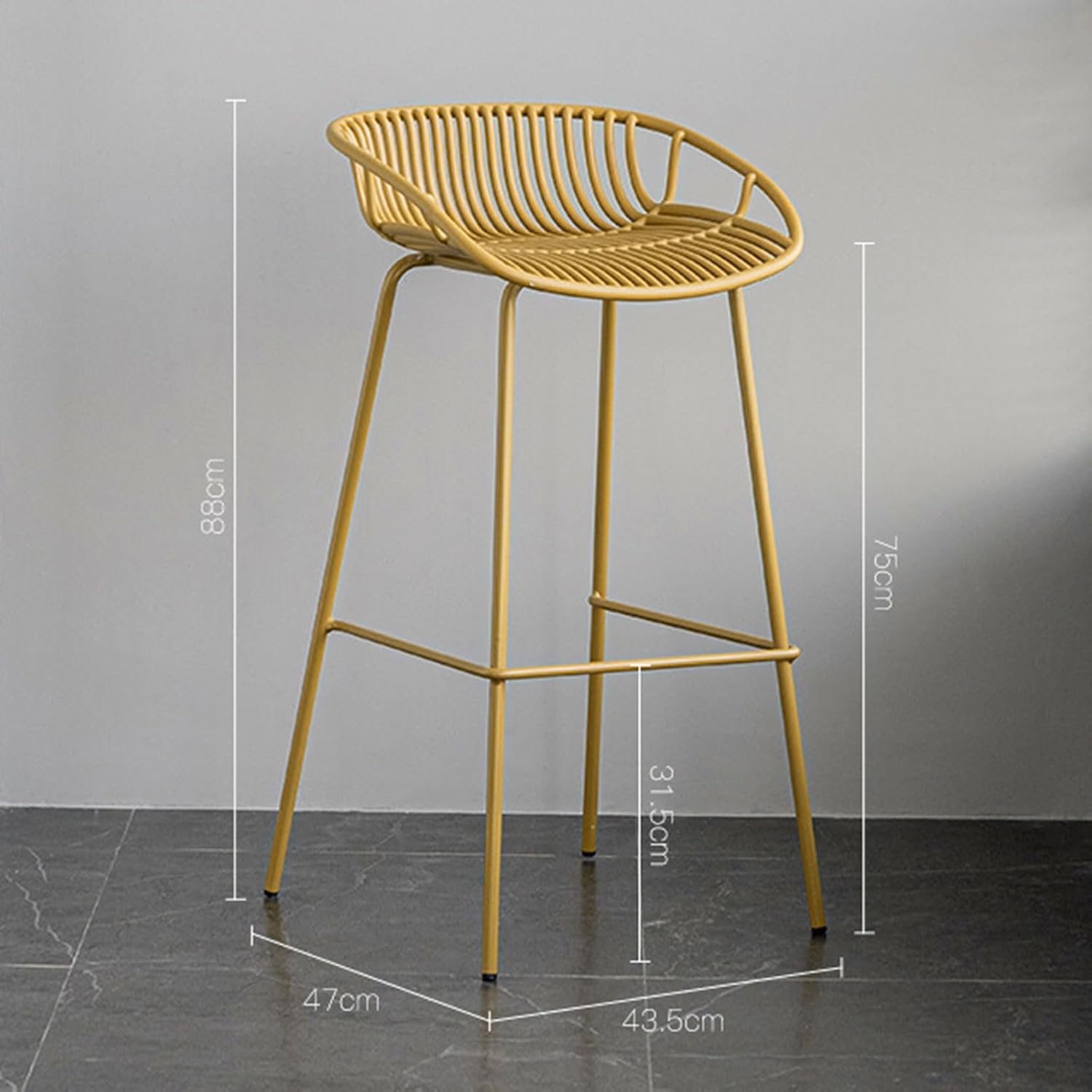 Counter Height Bar Stools Set of 2 75cm Metal Barstools with Backs and Footrest 300lb Capacity Kitchen Dining Cafe Chair for Kitchen Recreation Room or Game Room