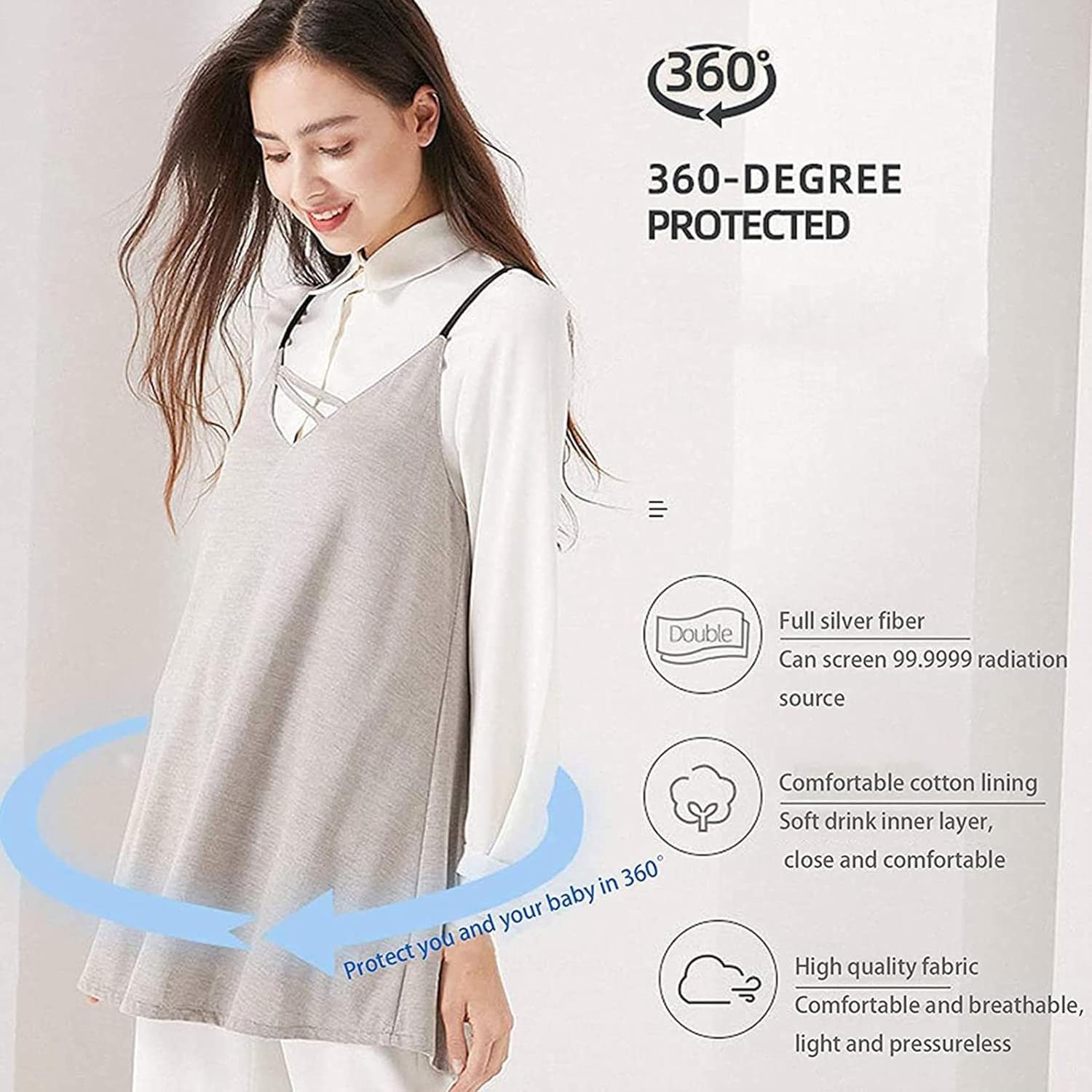 Radiation Protection Maternity Clothing EMF Protection Fabric,Silver Fiber Radiation Protection Fabric Conductive Stretchable Breathable Reducing EMI,Pink-XXL