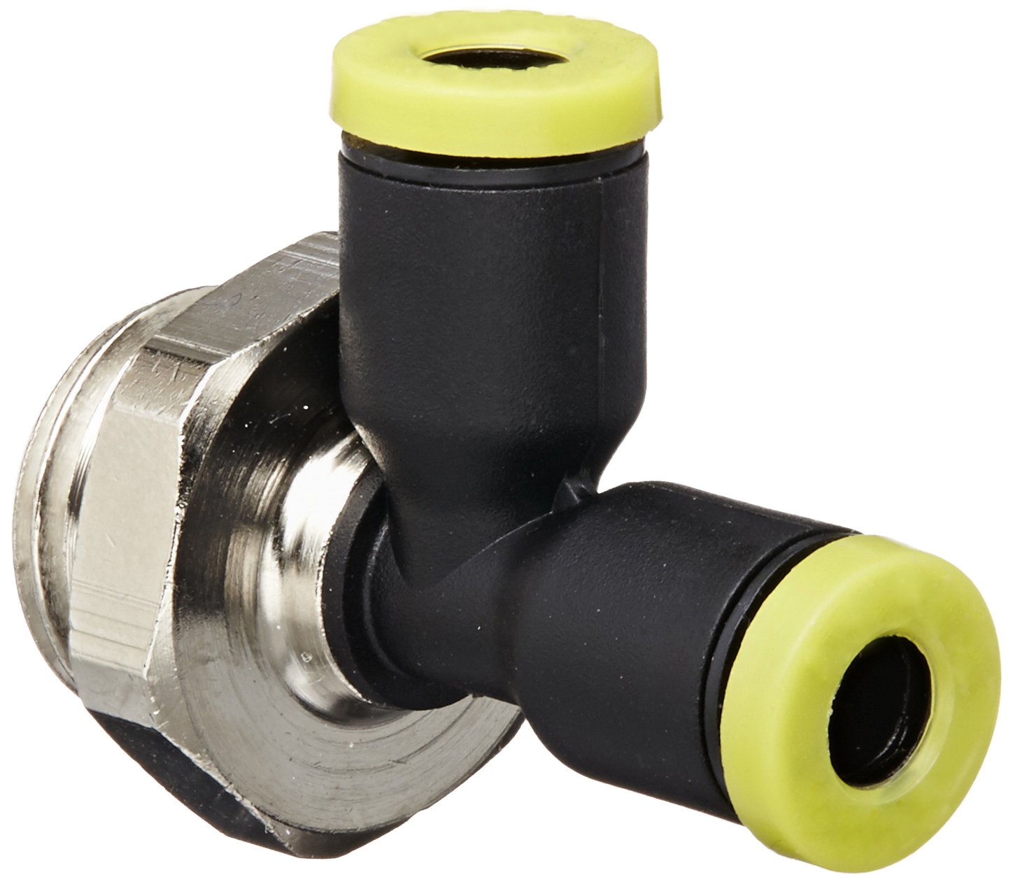 Legris 3193 04 10 Nylon & Nickel-Plated Brass Push-to-Connect Fitting, Run Tee, 5/32" or 4 mm Tube OD x 1/8" BSPP Male