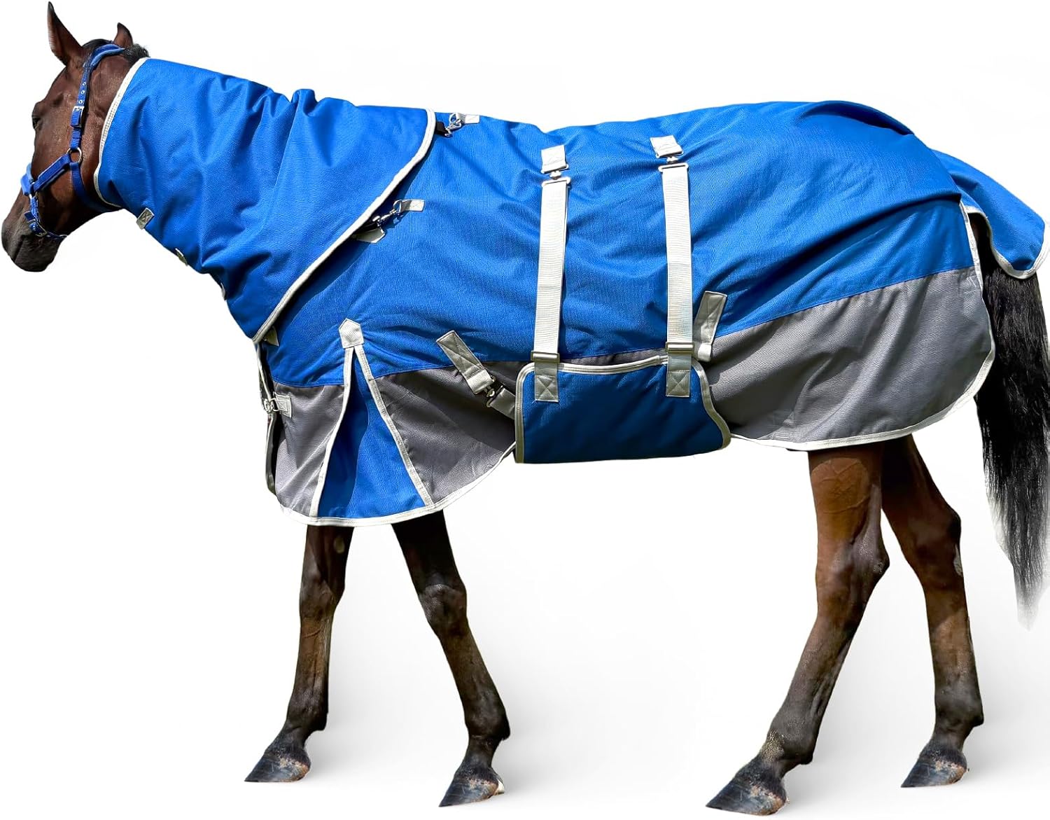 Horse Blankets for Real Horses Winter Horse Turnout Blanket Waterproof 1200D 260g Medium Weight Horse Blanket with Neck Cover Detachable