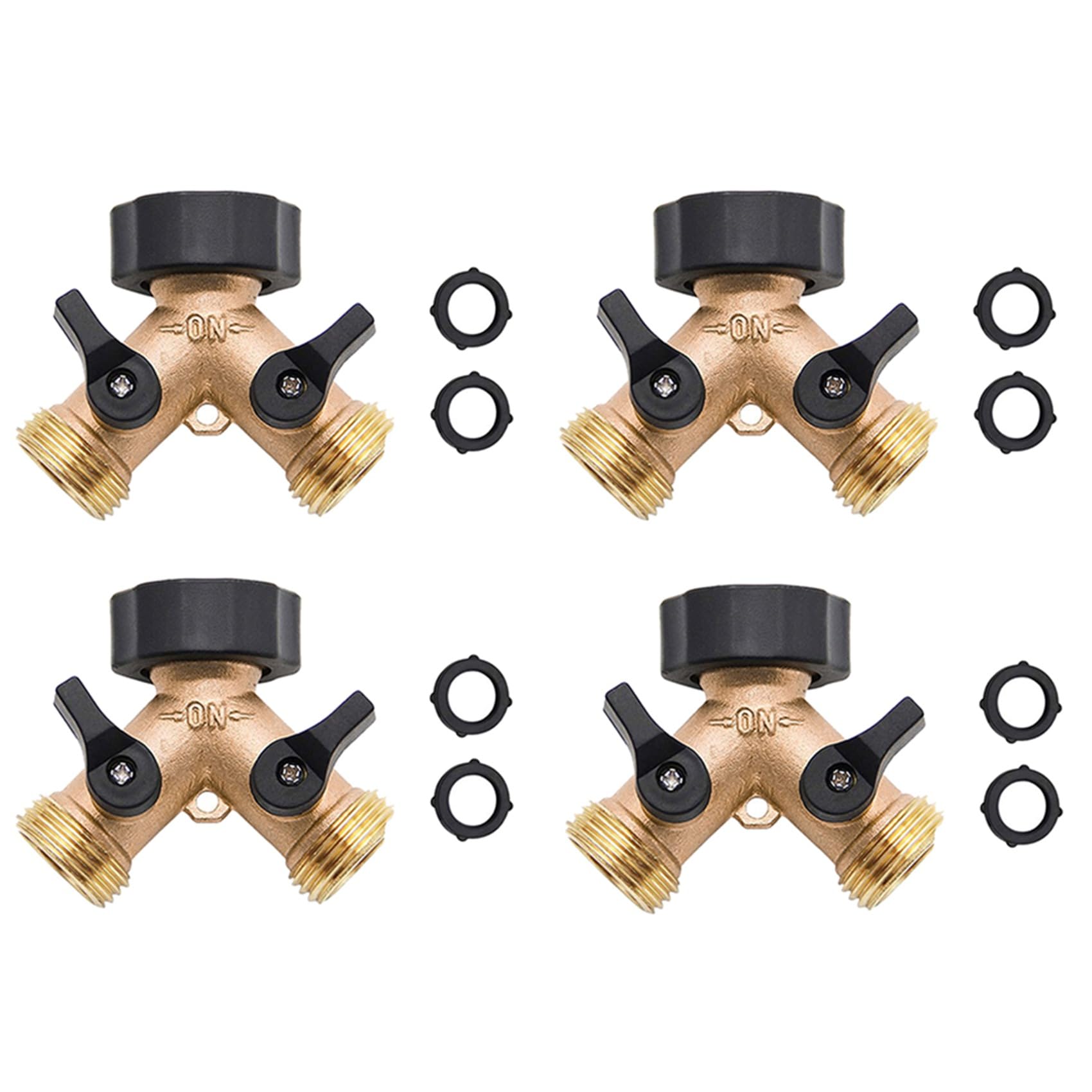 Jnchdghwa Women's Yellow 4X Brass 2-Way Garden Tap 3/4 Y Irrigation Valve Water Splitter Quick Connector Garden Hose Splitter