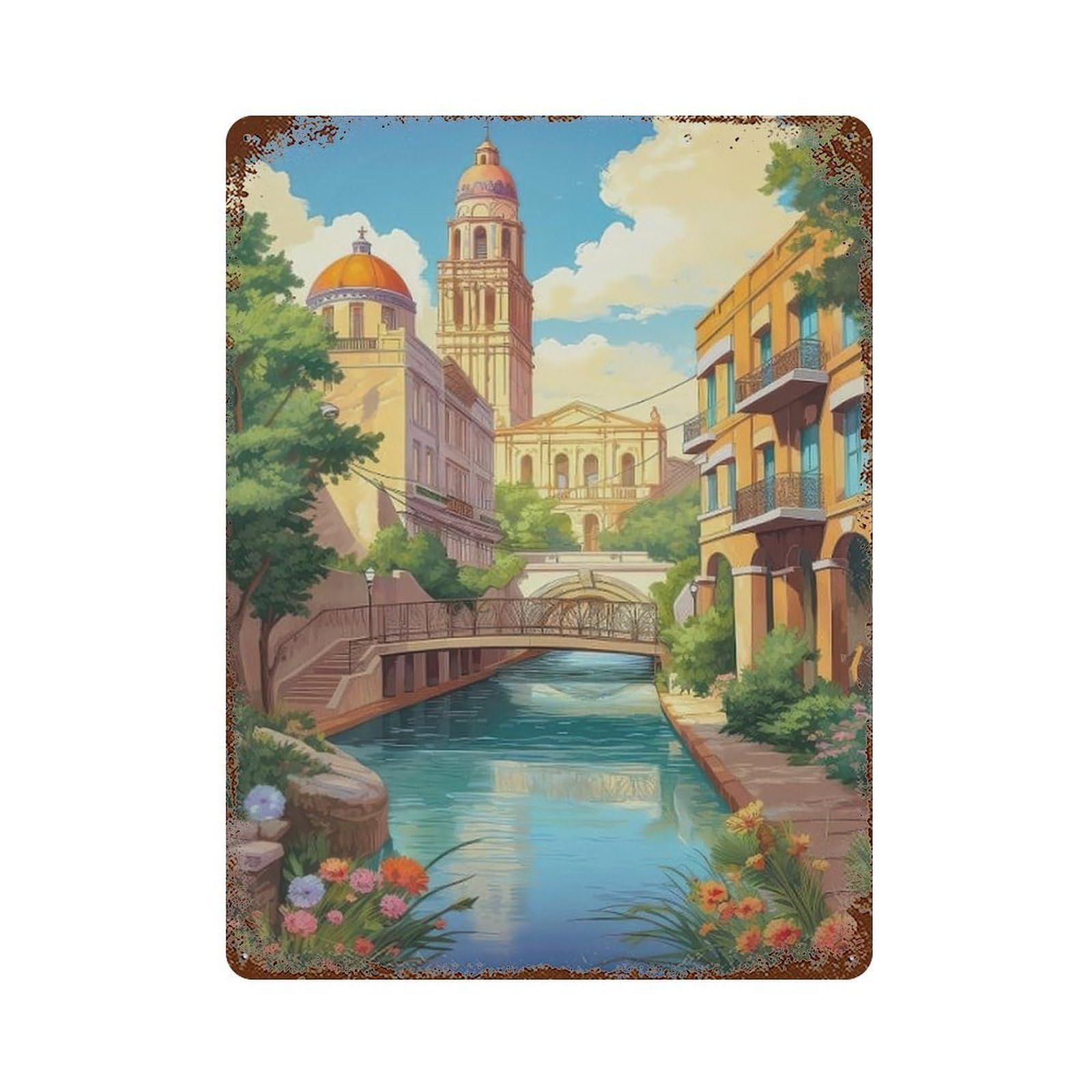 xiaoxiaoshen Cityscape San Antonio Texas (1) Wall Decor Art Metal Tin Poster Modern Home Decor Art Home Bar Shop Decorations Vintage Sign 40x30cm