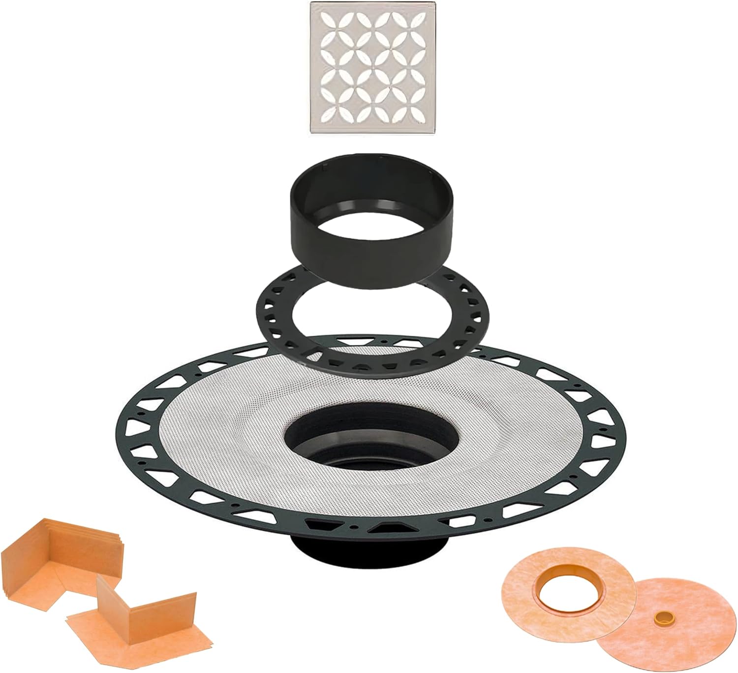 Schluter Systems Kerdi Shower Drain Cover Kit with Vertical ABS 2 Inch