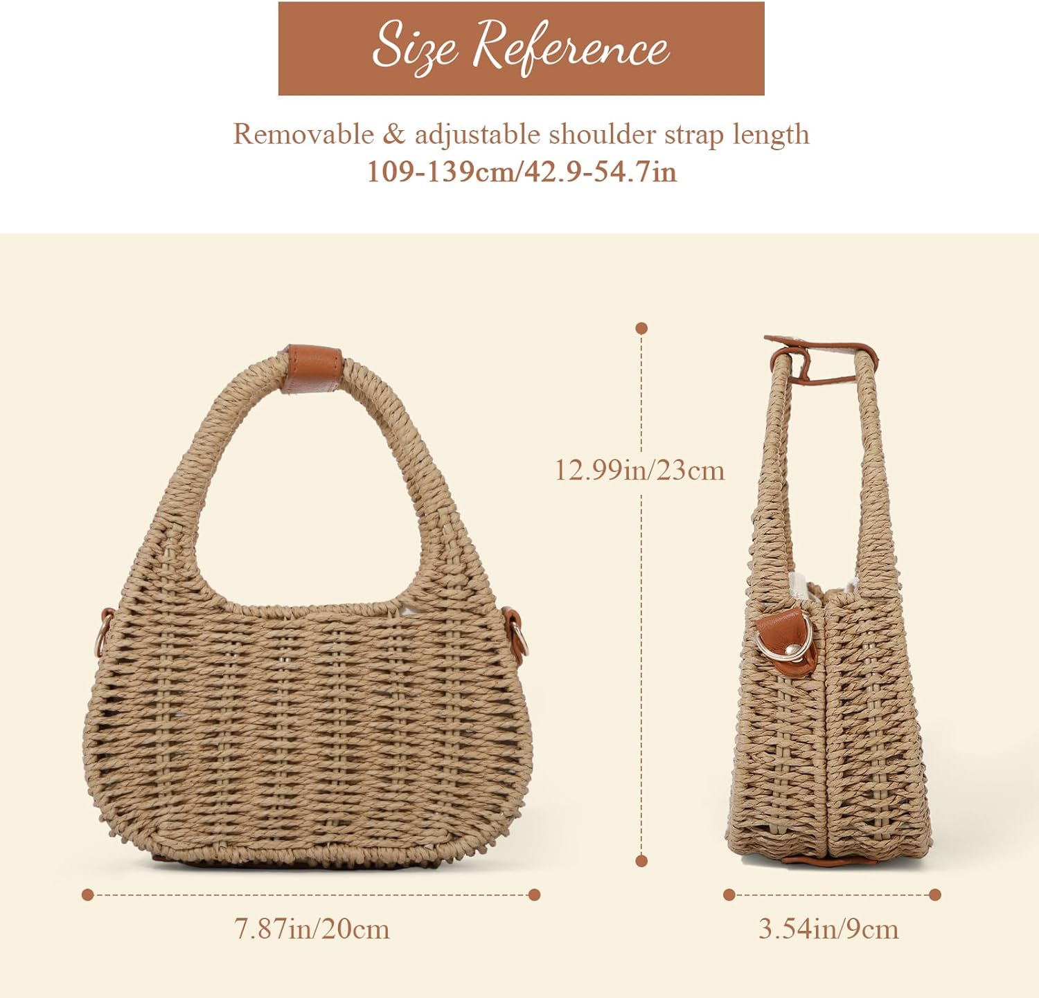Emprier Summer Straw Crossbody Bags for Women Trendy Rattan Wicker Purses Summer Woven Vacation Handbags - Image 4