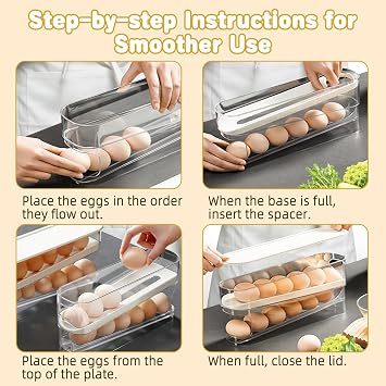 Rolling Egg Holder Storage - 2 layer Egg Rolling Dispenser