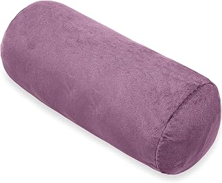 1 MIDDLE ONE Bolster Pillow with Removable Velvet Cover, Round Cylinder Neck Roll Pillow for Head, Back, Leg Support, Decorative Bed and Couch Pillow 16 x 6 Inches (Purple)