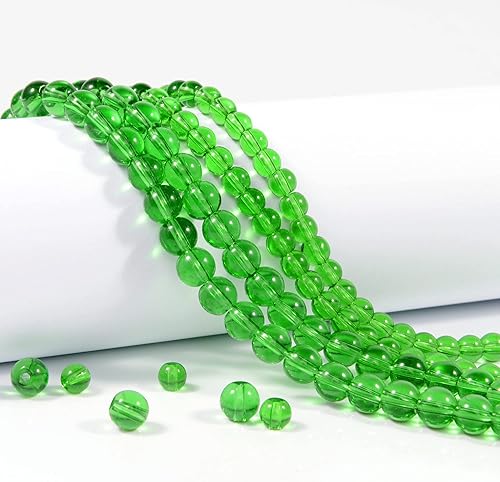 Jcutelry 100 cuentas de piedras preciosas naturales redondas sueltas para la fabricación de joyas (cristal verde, 0.23 pulgadas)