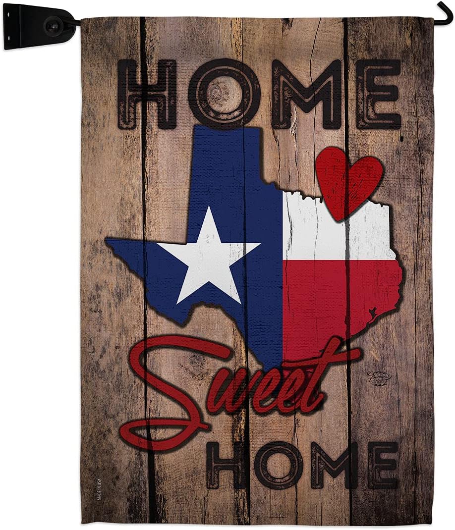 State Texas Home Sweet Garden Flag Set with Stand Americana States USA American Territories Republic Country Particular Area Small Decorative Gift Yard House Banner Made In 13 X 18.5