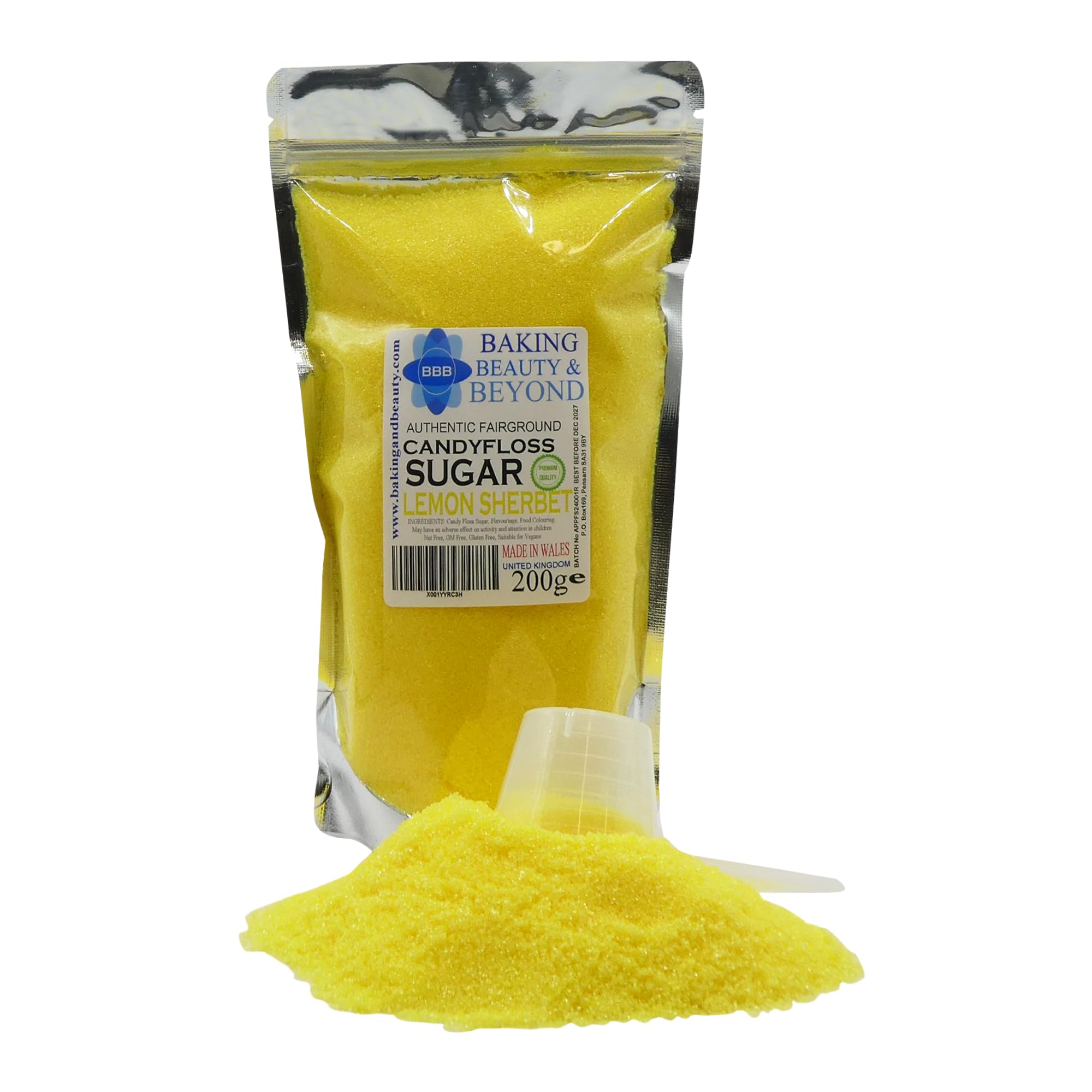 Baking Beauty and Beyond Premium Candy Floss Sugar 200g - Lemon Sherbet Flavour