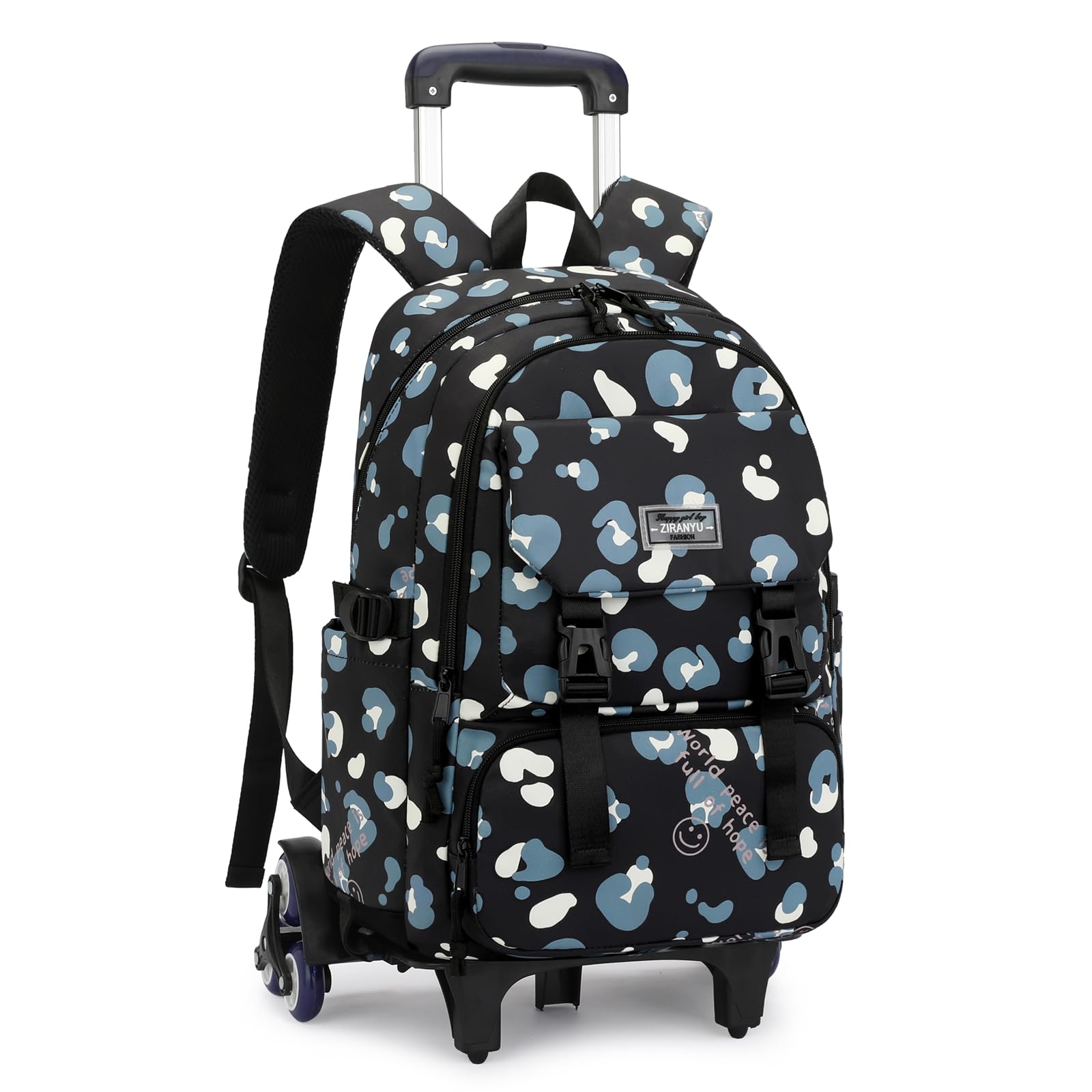 Rolling Backpack for Girls Boys, Kids Roller Wheels Bookbag for Elementary School Trolley Wheeled Luggage for Teens Travel