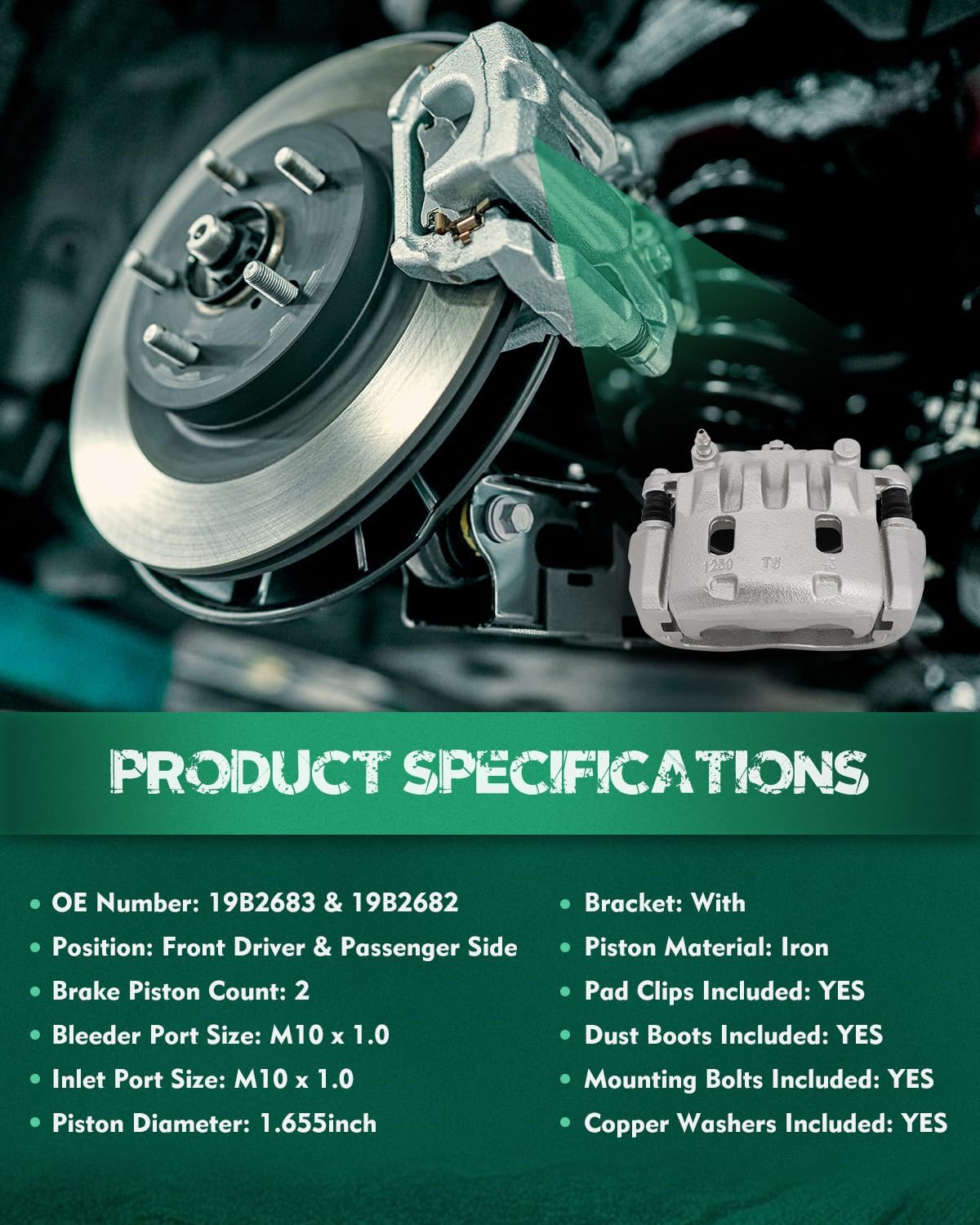 AUTOMUTO Front Left & Right 19B2683 19B2682 Disc Brake Calipers With Bracket For Saab 9-2X 2005-2006 For Subaru Impreza 2002-2016 For Subaru Legacy 2003-2004