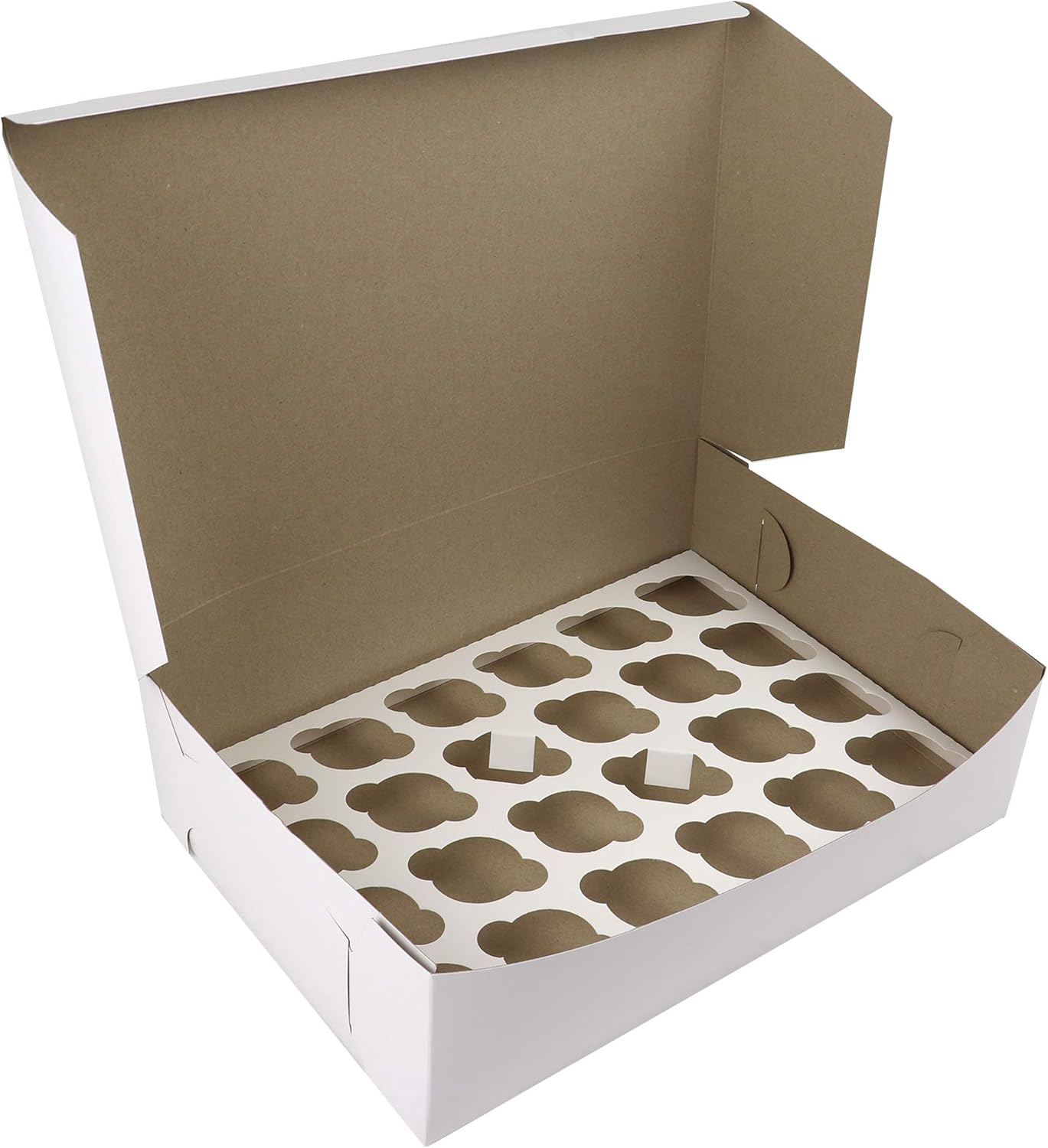 O'CREME Insert Only with White Top and Bottom for Holding 24 Mini Cupcakes in a 14 Inch x 10 Inch Cake Box - Pack of 100
