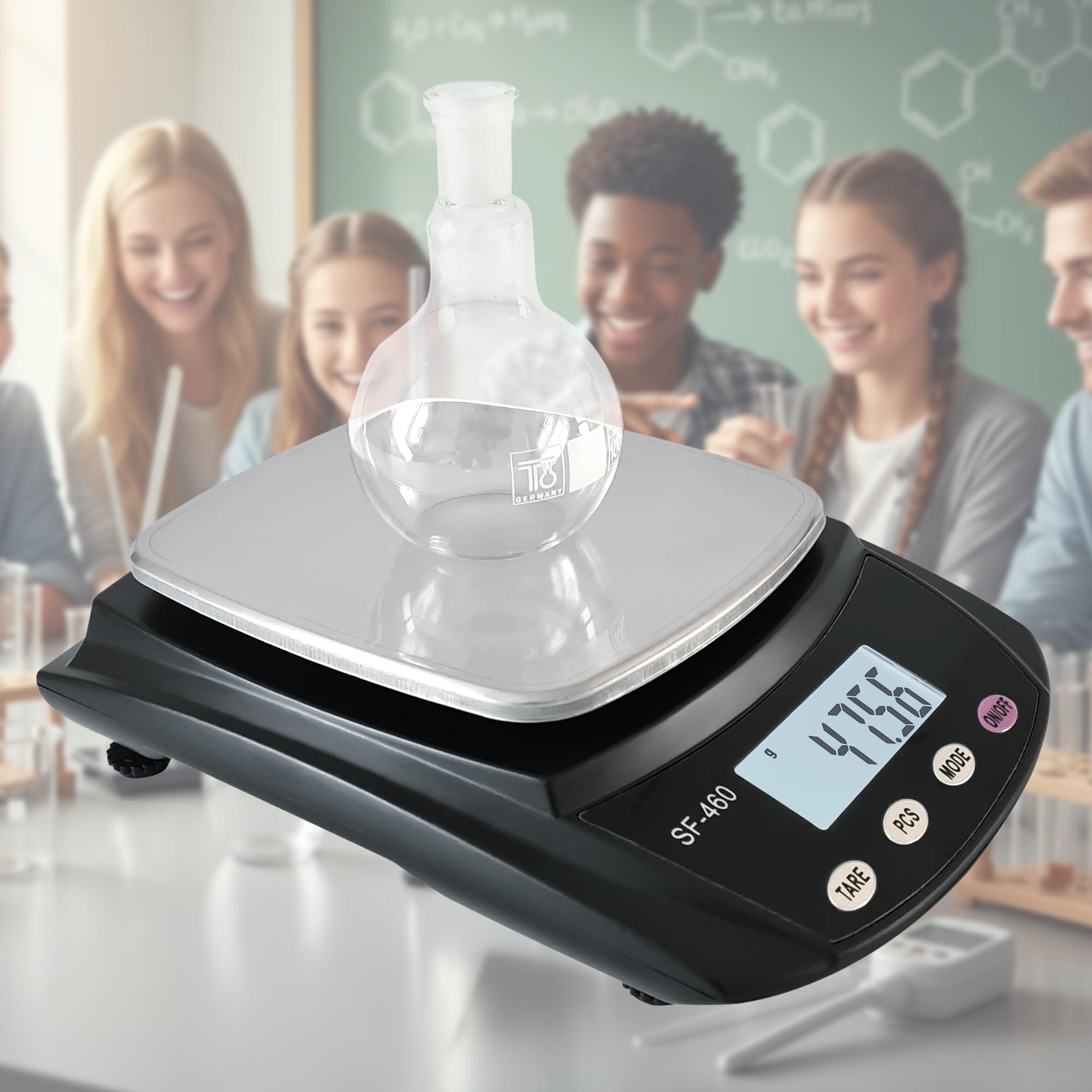 Eosphorus Bilancia Scientifica da Laboratorio 600g/0,01g, Bilancia Elettronica Portatile per Scuole e Chimica, Misurazione Precisa in Grammi e Carati, Doppia Alimentazione USB/AC