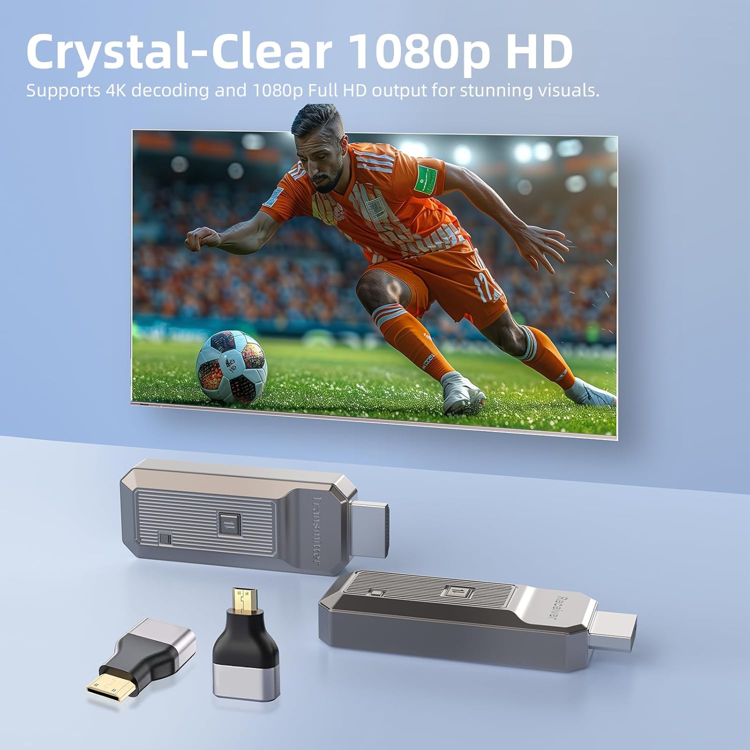 Wireless HDMI Transmitter and Receiver, 165Ft 4K Decode 1080P Output Plug & Play Wireless HDMI, Easy Setup 2.4G/5G Portable Hdmi Extender for TV/Projector/PC/Conference - Image 3