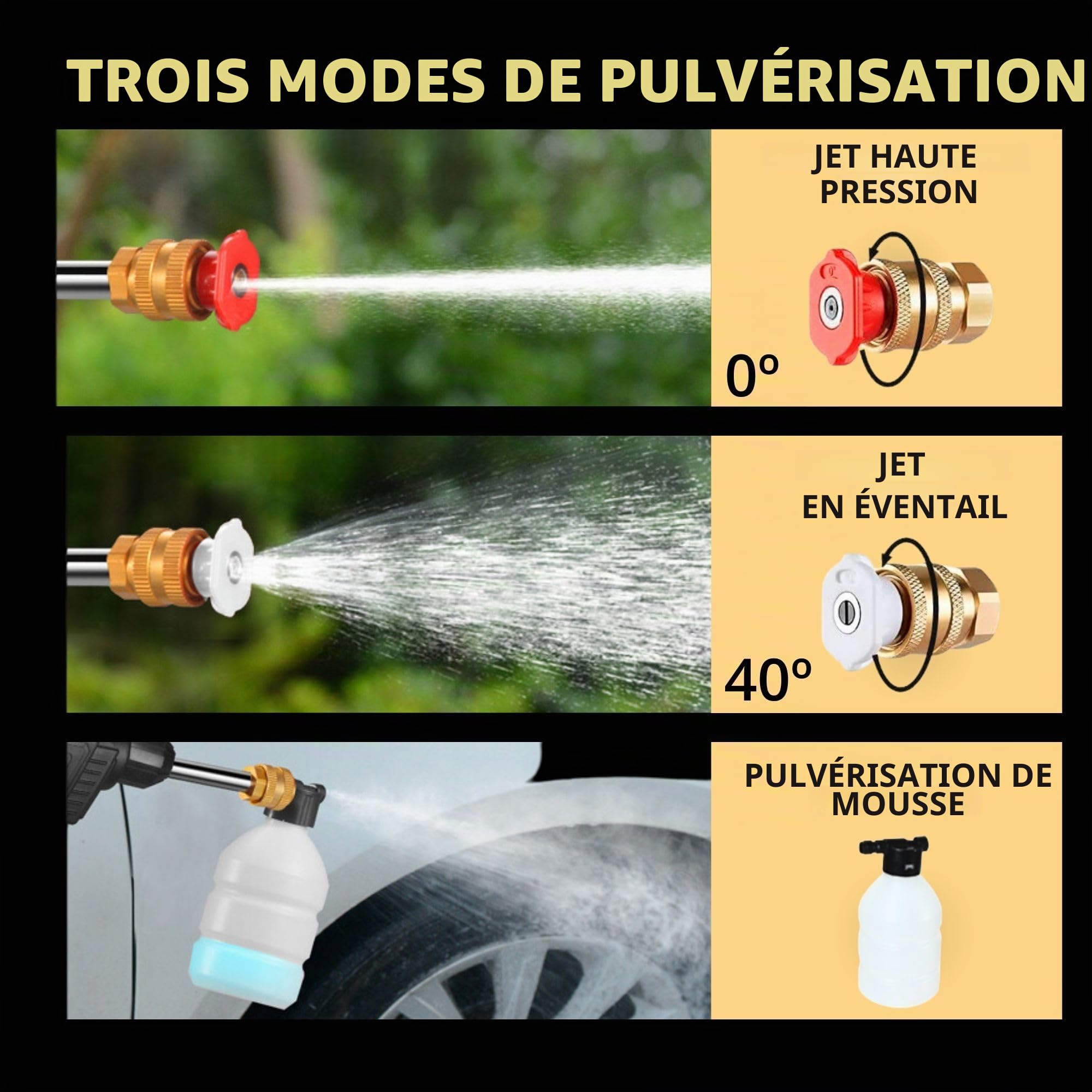 Nettoyeur Haute Pression. Pistolet Nettoyeur Haute Pression avec 2 Batteries 48V. Laveuse Électrique Portable sans Fil 35 Bars / 500PSI / 1500mAh / 300W. Rechargeable avec Accessoires.