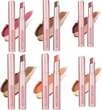 2-in-1 Cream Eyeshadow Stick, Eyeshadow Stick, Double Colors Eyeshadow Stick, Waterproof Eyeshadow Stick, Long Lasting Shadow Eyeshadow Stick 6pcs