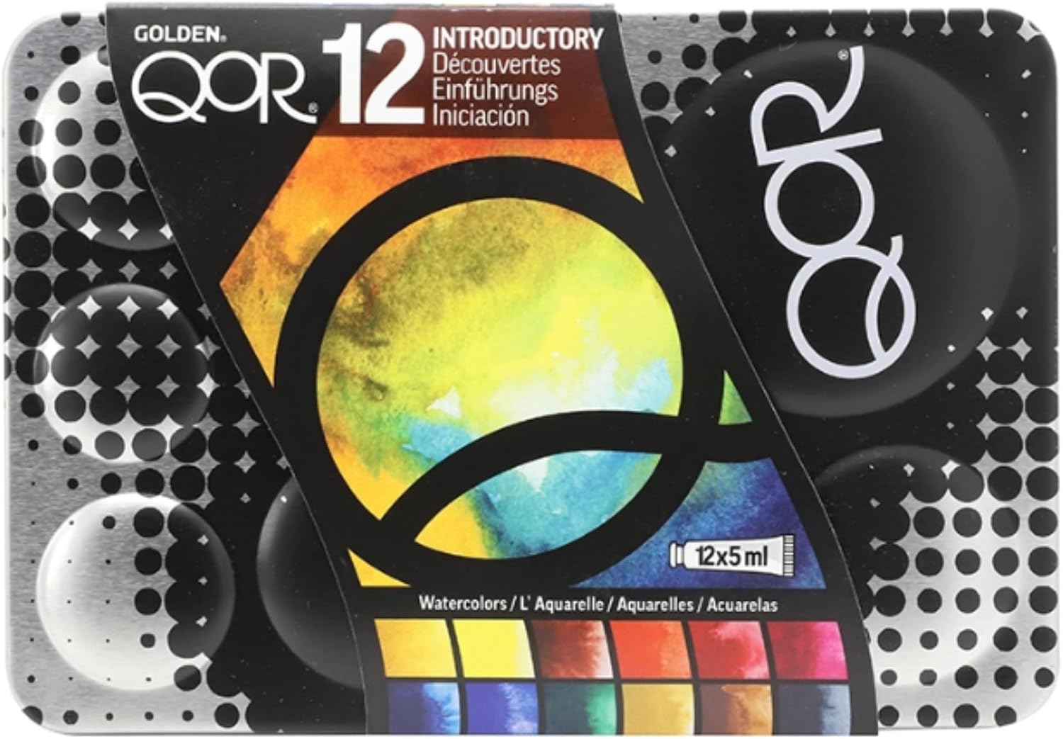 QoR Watercolor, 12 Color Set of 5ml Tubes, Made by Golden Artist Paints, with Sticky Notes, Multi-Color