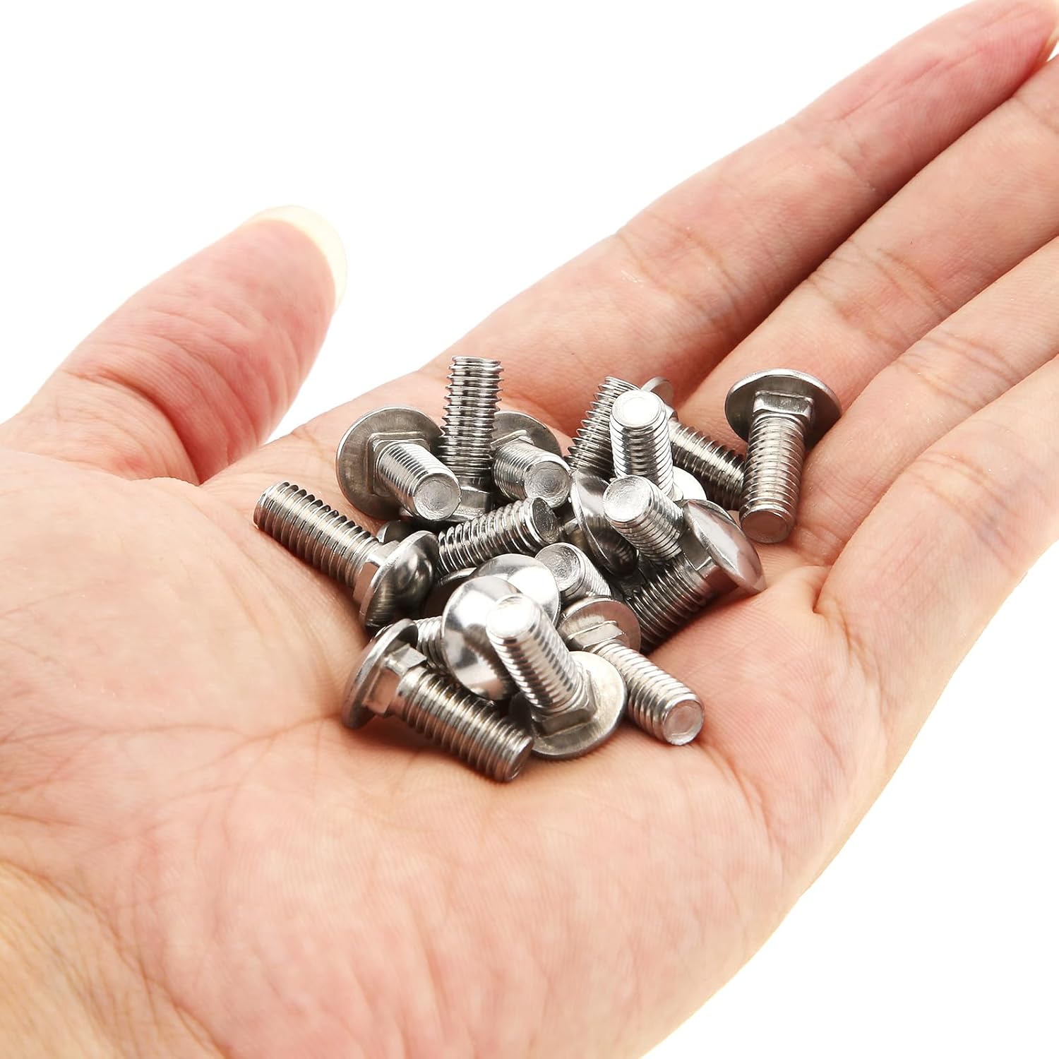 20pcs M6 Carriage Bolts Screws, 304 Stainless Steel, Round Head, Square Neck, Fully Threaded M6x12mm (M6*12)