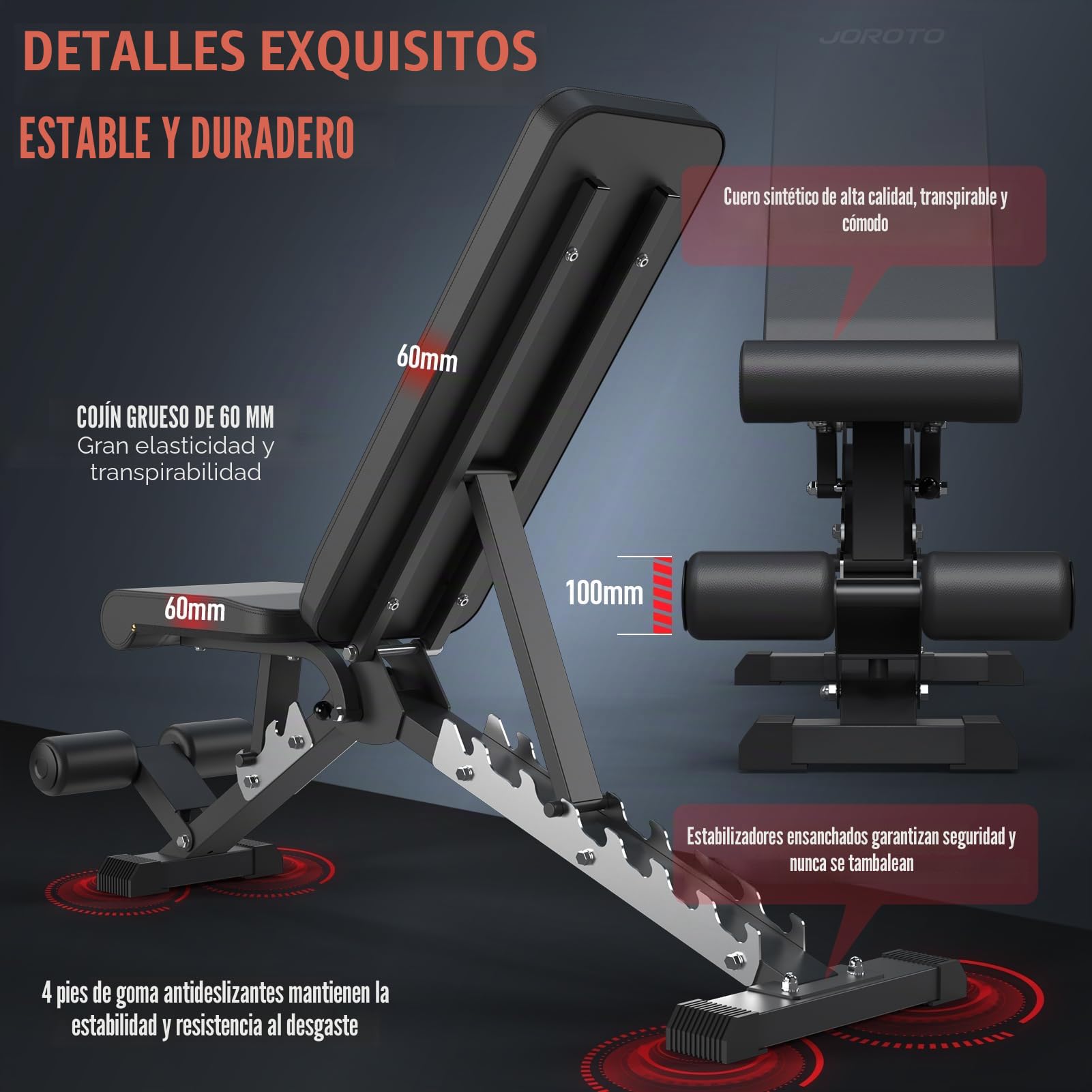 JOROTO MD60 Banco De Pesas Ajustable – Banco De Entrnamiento De Musculación Plegable De Capacidad De 360 kg Para Bench Press De Cuerpo Completo