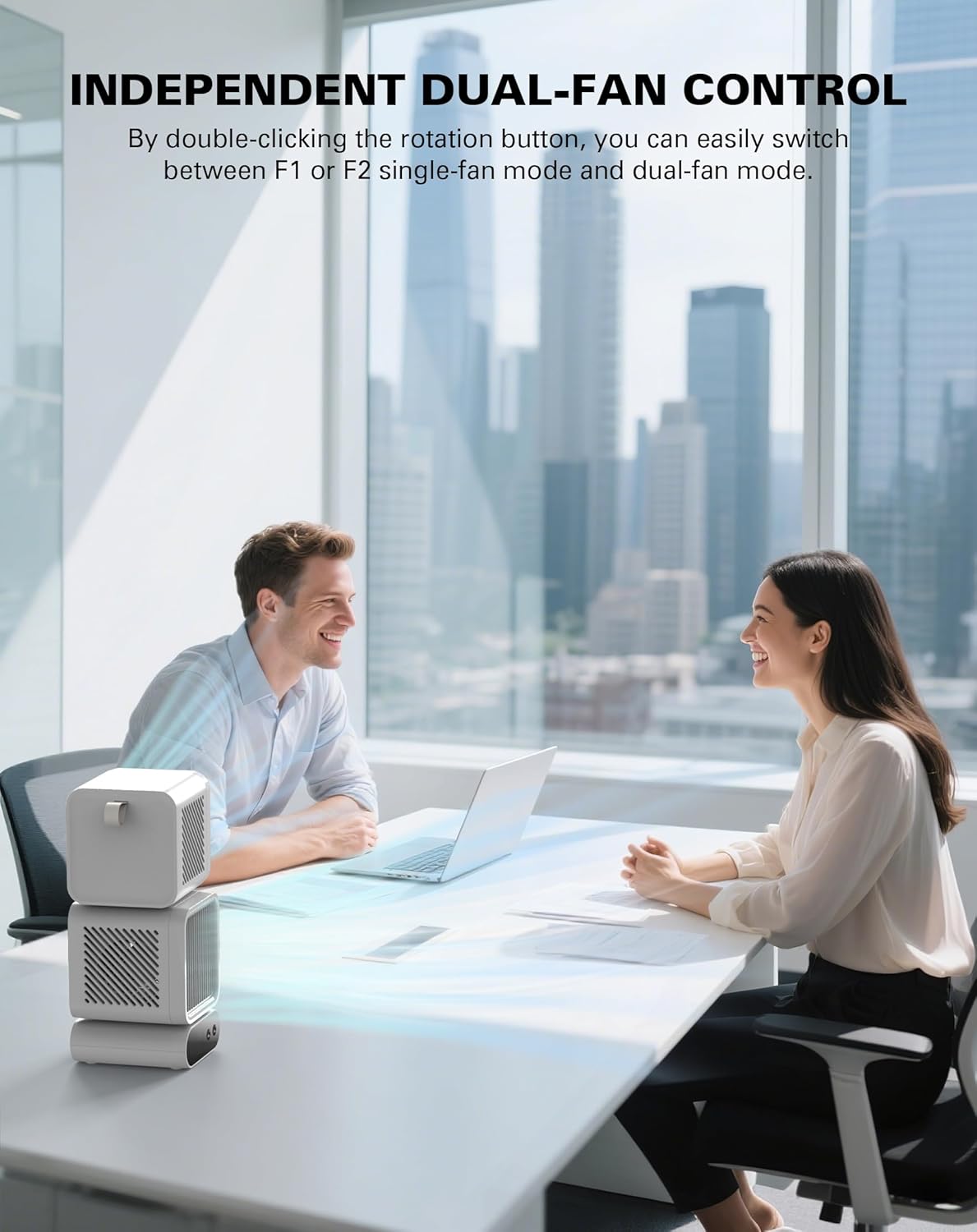 Hotsales Desk Fan, 11-Inch Table Fan for Bedroom, 6 Speeds, Digital Display, Dual Heads 6000mAh Battery USB Fans, 360° Rotating, 120° Auto Oscillating, Desk Fans Small Quiet for Home, Office, Kitchen