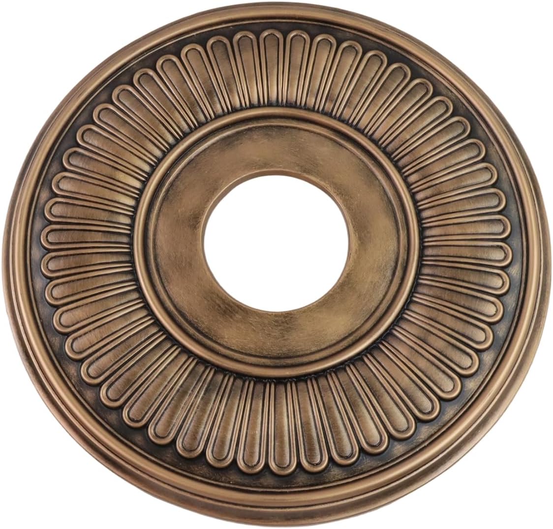 2PCS Ceiling Light Medallion, Ceiling Fan Medallions for Light Fixtures, 13"OD x 4"ID Bronze Tone PU Home Lighting Ceiling Cover Plate (Style A)