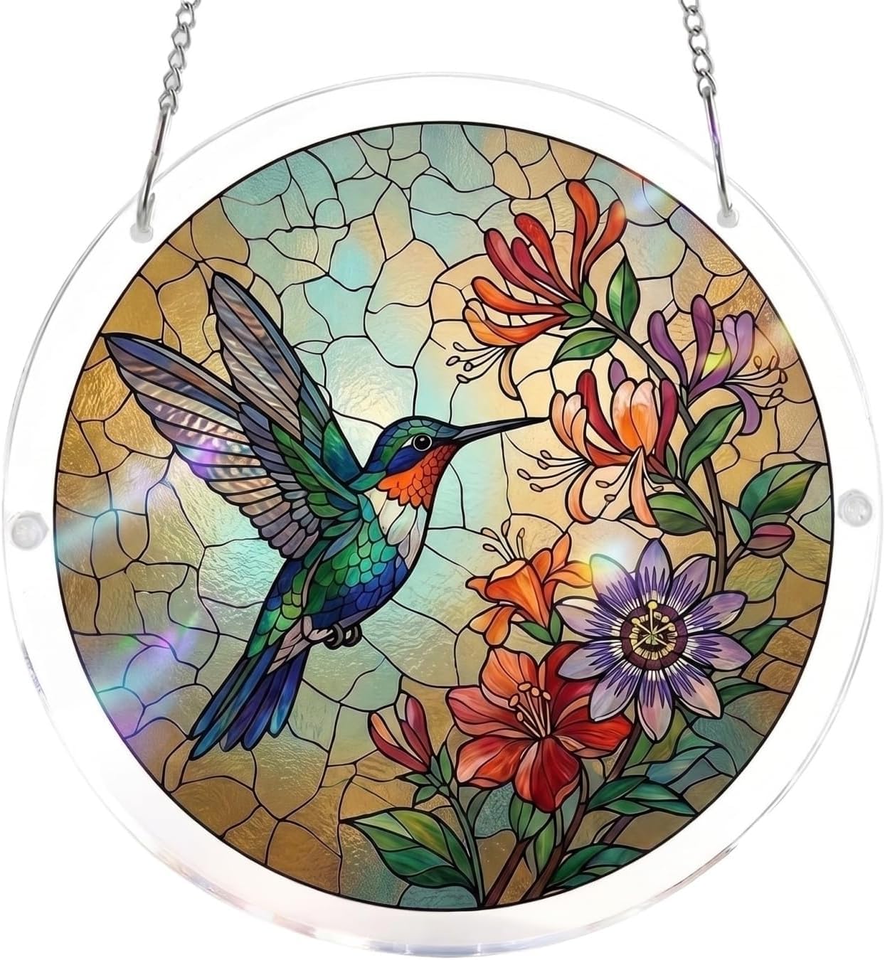 Hummingbird Flower- Acrylic Jigsaw Puzzles Suncatcher, 8.9 Inch Window Hanging Suncatcher Acrylic Puzzle, DIY Home Decor Art Gift