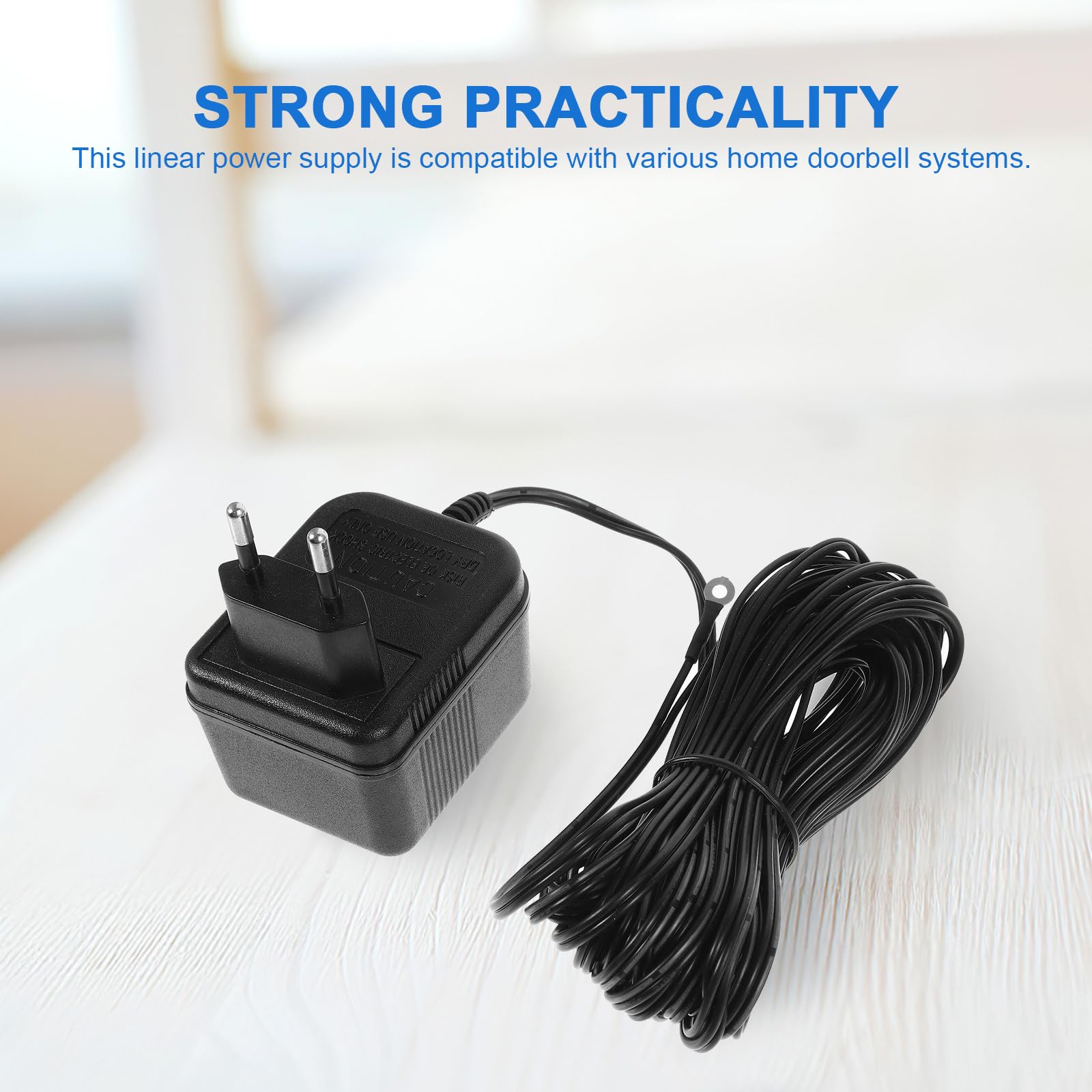 Adaptateur Secteur pour Sonnette de Porte 24v500mah Compatible Divers Systèmes de Sonnette, Câble Long, Design Élégant en Plastique Noir pour Usage Domestique