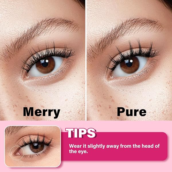 Magnetische Wimpern Magnet Lashes Natürlicher Wiederverwendbare Kein Kleber No Glue or Eyeliner Easy to Wear 4 Magnetpunkte sind stärker Augenform geeignet(2Paare,Merry+Pure) - 4