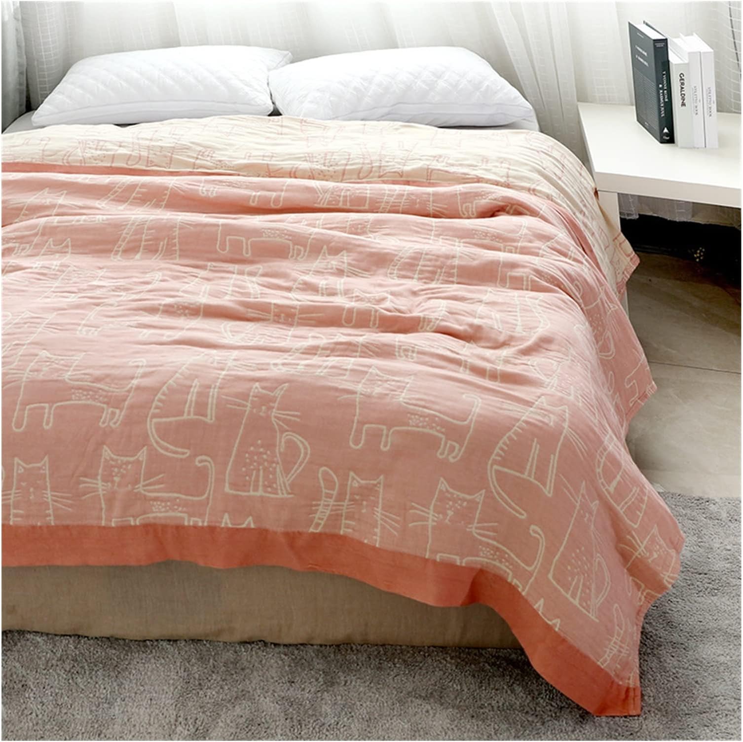 Couvertures et Plaids, Couvertures Couverture Coton Tulle Couverture D'été Lit Canapé Serviette Couverture Dessin Animé Doux Voyage Grande Couverture Respirante Couverture floue ( Color : Blanket A
