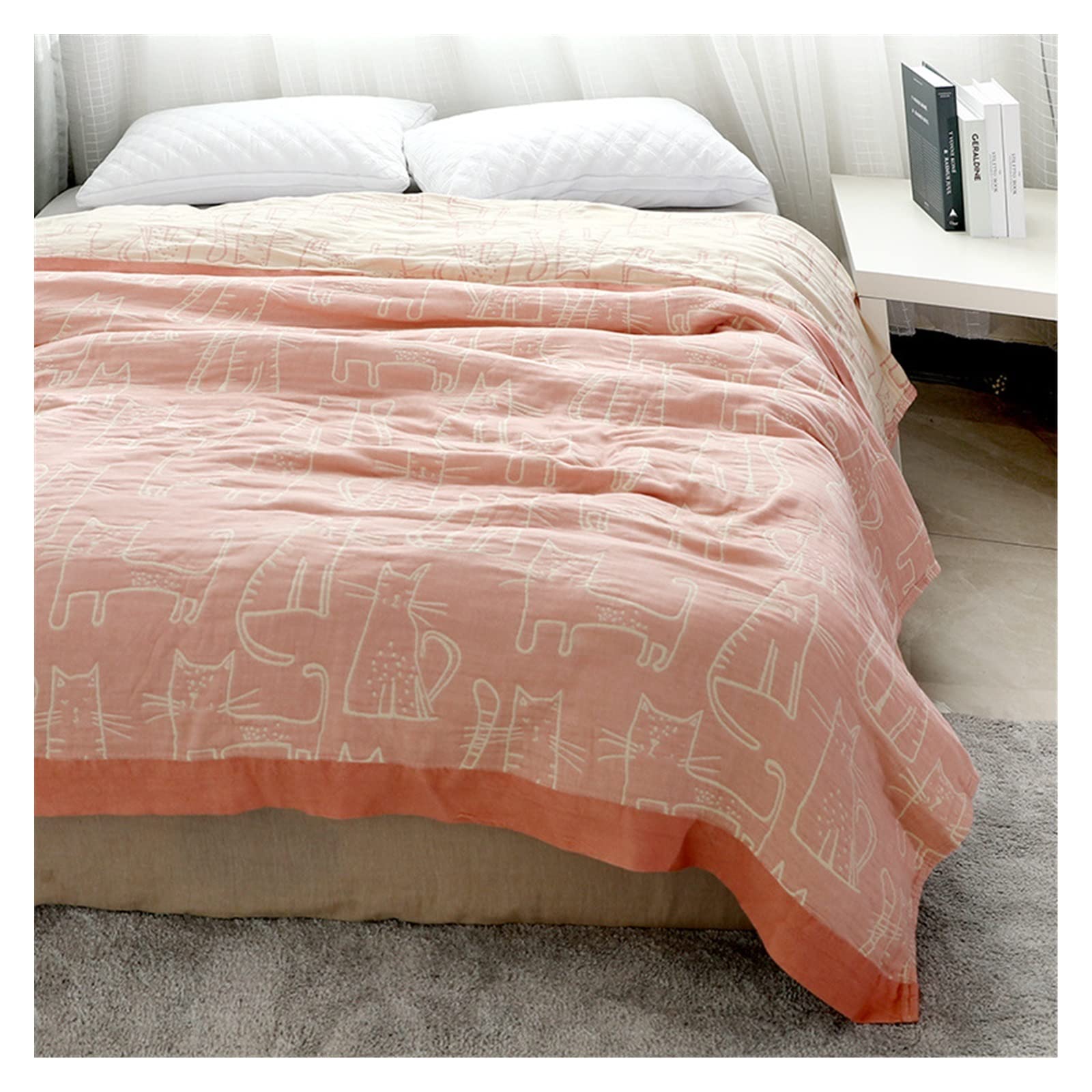 Couvertures et Plaids, Couvertures Couverture Coton Tulle Couverture D'été Lit Canapé Serviette Couverture Dessin Animé Doux Voyage Grande Couverture Respirante Couverture floue ( Color : Blanket A