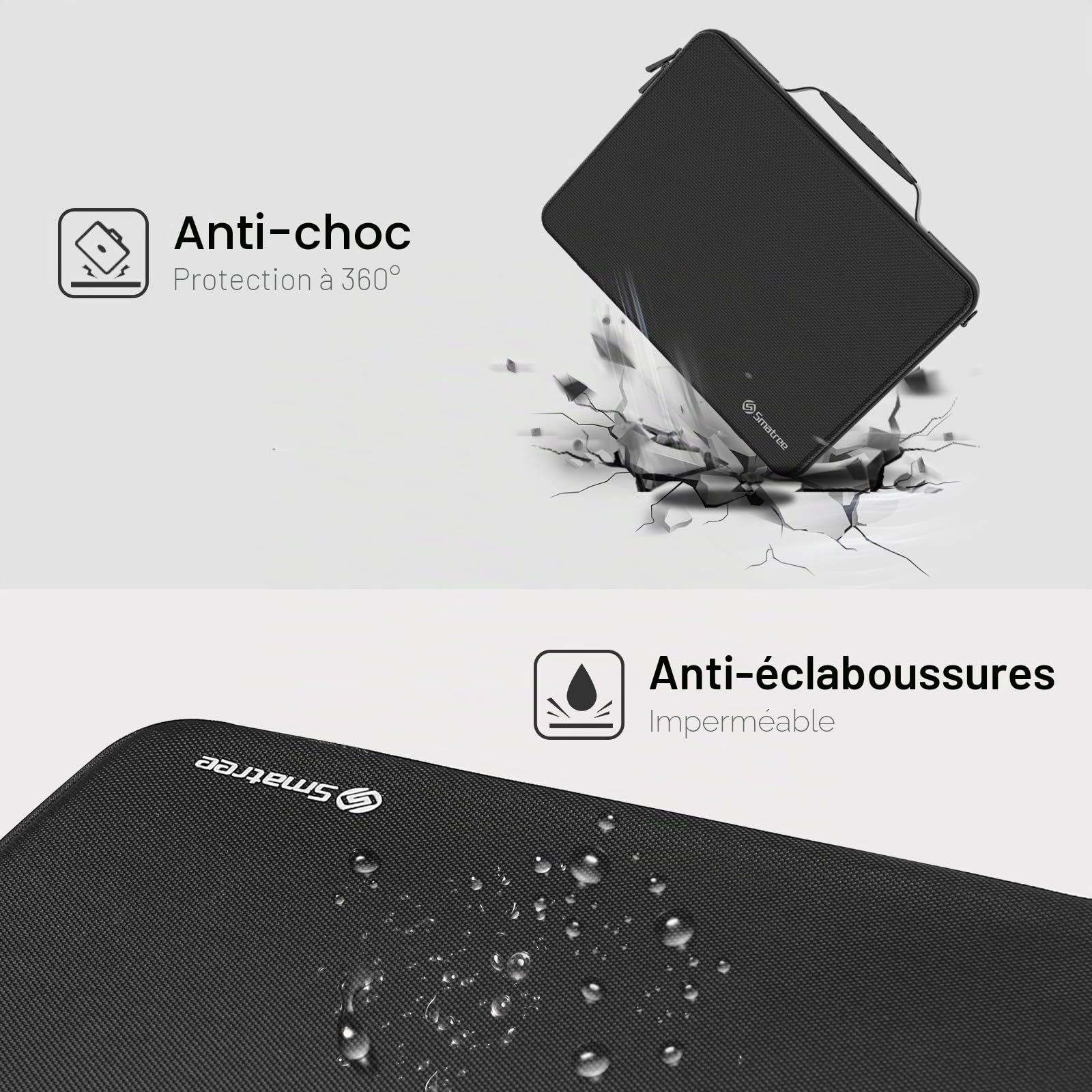 Smatree Sacoche Rigide pour Ordinateur Portable 13 pouces Compatible avec MacBook Pro 13,3-14 pouces/ MacBook Air 13,6 pouces, Housse de transport 13,3 pouces avec Compartiment pour Accessoires -Noir