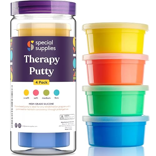 Set of four therapy putty tubs in different resistance levels