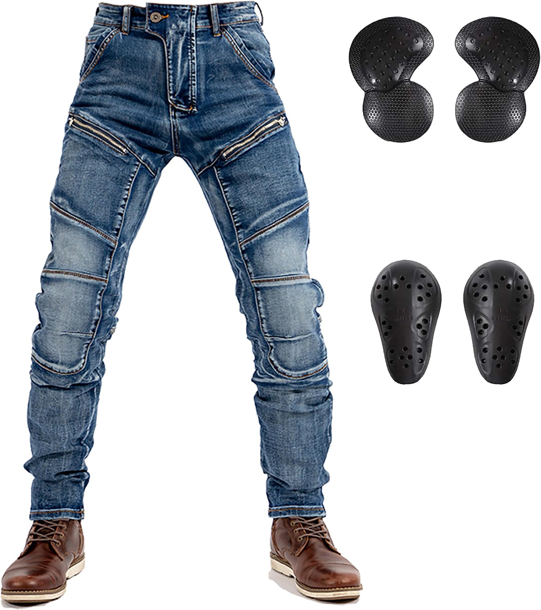 Motorcycle Riding Jeans Kevlar Motorbike Racing Pants with CE Knee Hip Removable Armored for Men